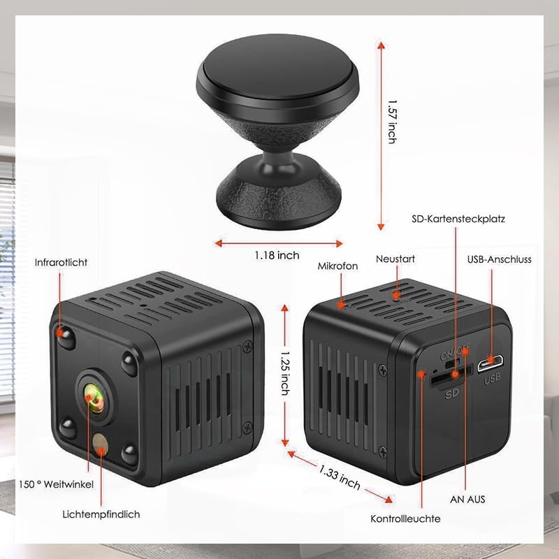 Leona Co Mini Wifi Camera 1080P HD &ndash; Small Wireless Security Cam with Night Vision, Motion Detection, App Control &ndash; Indoor Surveillance Camera for Pets, Baby, Elderly, Office, Remote Monitoring image number 4