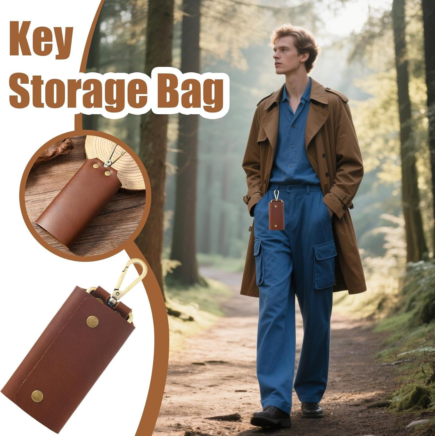 Key Storage Bag - Compact Key Organizer Case, Portable Key Storage Pocket | Zipper Key Wallet for Car Home Office Multi-Key Holder, Dark Brown, Se R&eacute;f&eacute;rer Au Descriptif, Refer to Description - Black image number 2