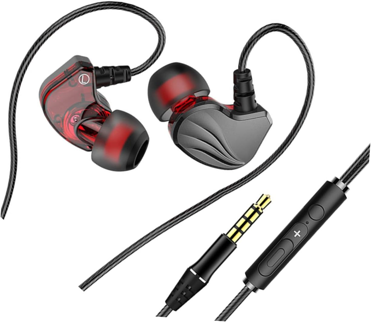 JEWEDECO Plug In-Ear Earphones Heavy Bass Wired Headphones for Mobile Tablets Lightweight Noise Isolating Comfortable Fit Cord Earbuds image number 3