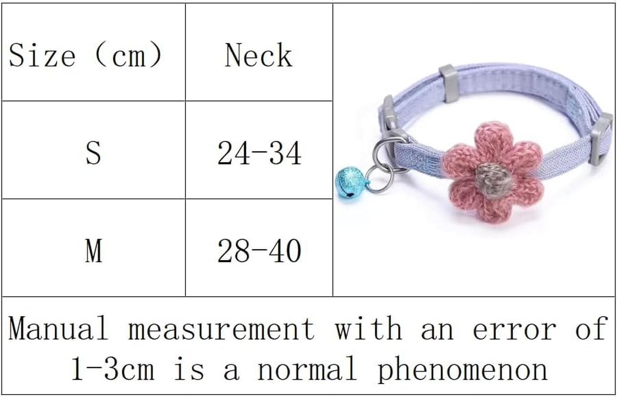Kitten Collar with Six Petals Flowers Collars Charms,Dog Cat Collar with Bells,Adjustable Cat Collars for Cats (Blue, M) image number 5