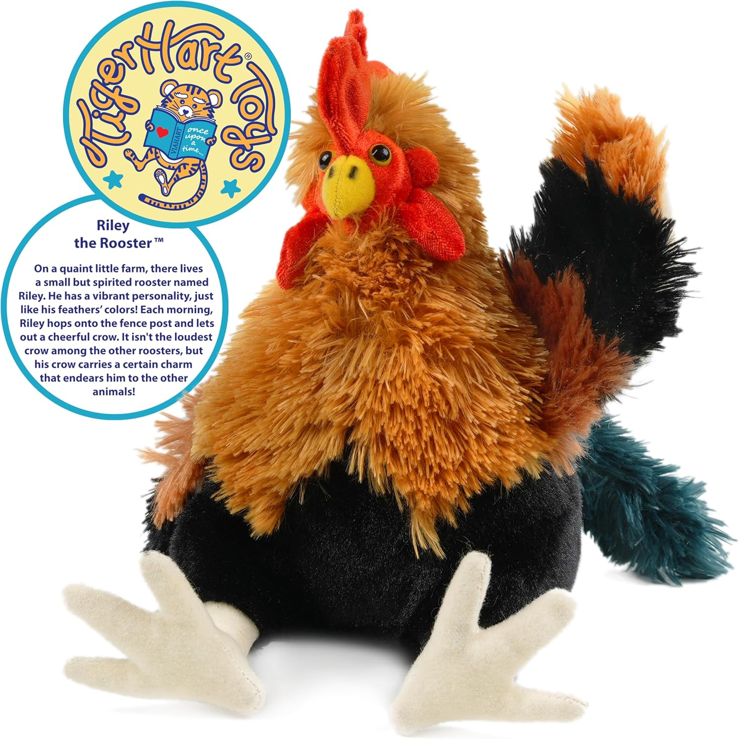Riley the Rooster - 8 Inch Chicken Stuffed Animal Plush image number 4