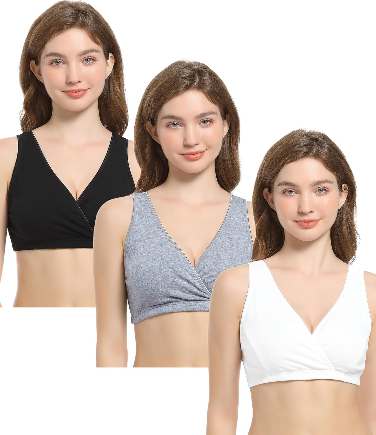 CAKYE 3 Pack Women'S Maternity Nursing Bra for Sleep and Breastfeeding