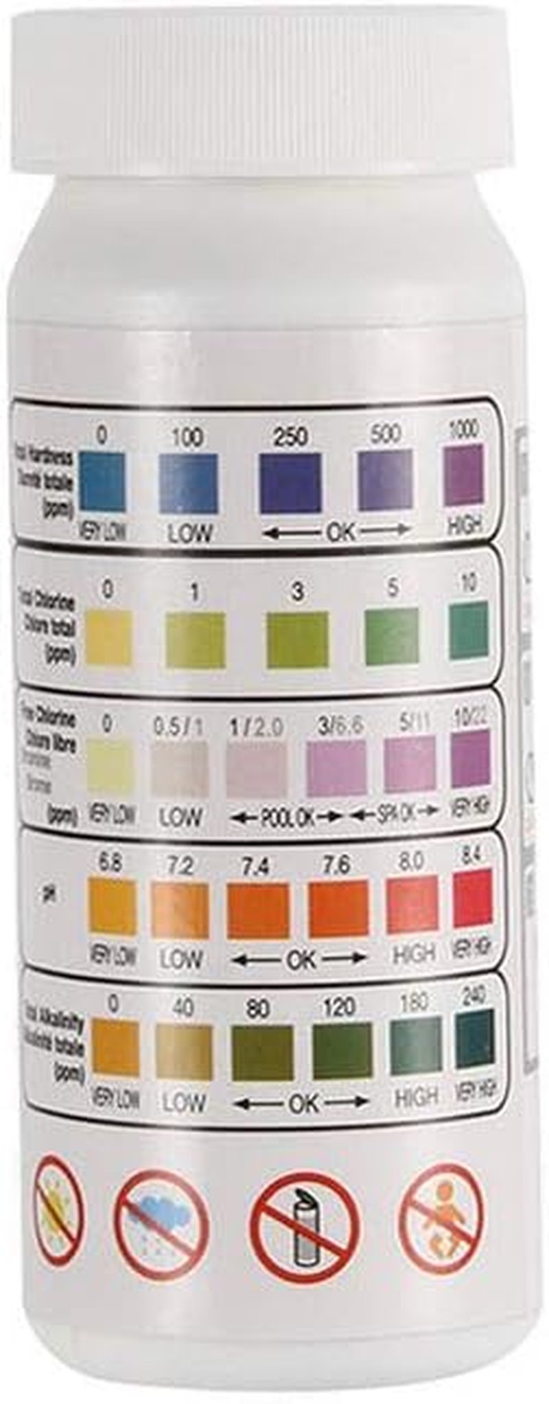 Staright 5 in 1 Pool Test Strips - Chlorine, Ph, Alkalinity, Hardness, Cyanuric Acid - 50Pcs image number 4