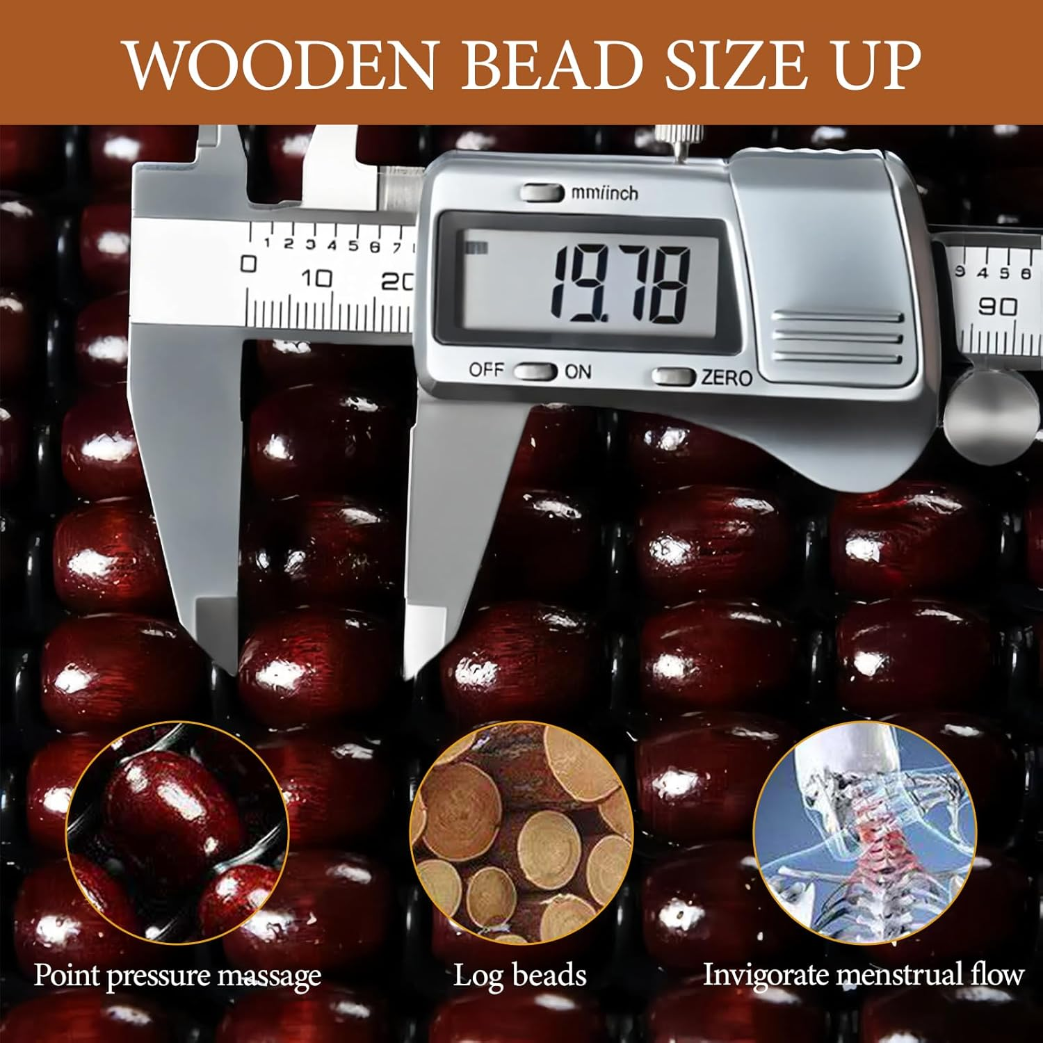 Natural Wood Beaded Seat Cover, Car Seat Cover, Breathable Cooling Pad for Cars Trucks Vans, SUV, Keeps the Back from Getting Sweaty While Driving (Maroon) image number 2