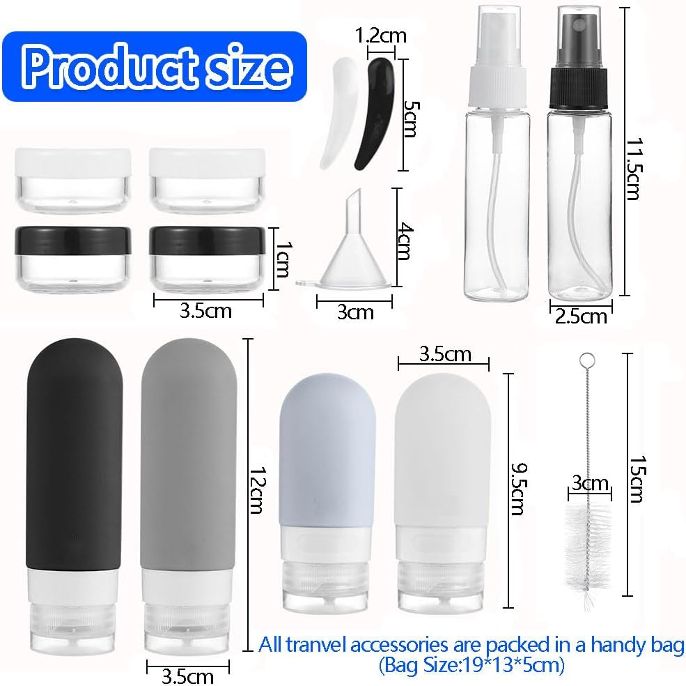 Travel Bottles Set for Toiletries - 17 Pcs Leak Proof Silicone Squeezable Containers for Shampoo, Conditioner, Lotion, Body Wash - Refillable Travel Size Accessories (Transparent Pack) image number 4