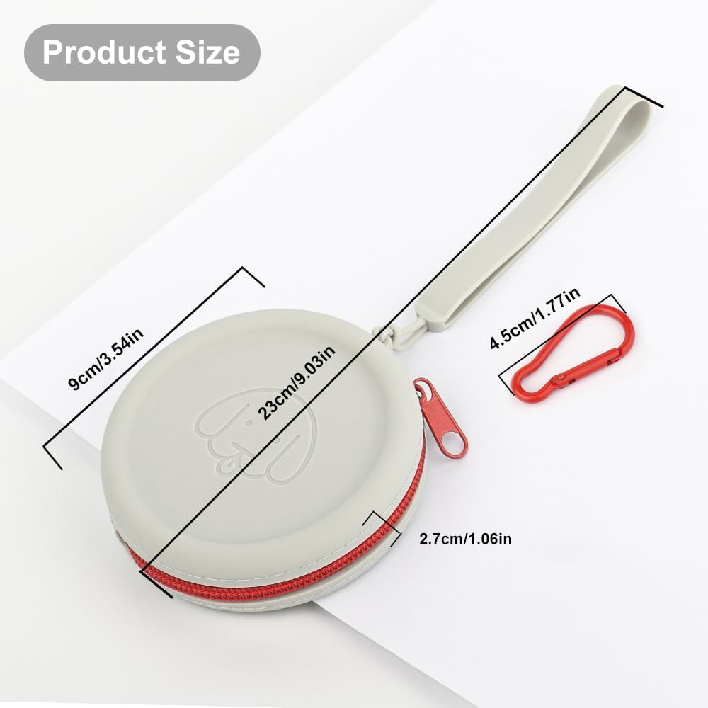 WALLFID Silicone Dog Treat Pouch Small Bag,With Pet Training Clicker,Walking Bag for Dog and Cat, Pocket Size, Easy to Clean, Odorless, Zipper Design,Moisture-Proof,Travel Walking Bag.(White) image number 4