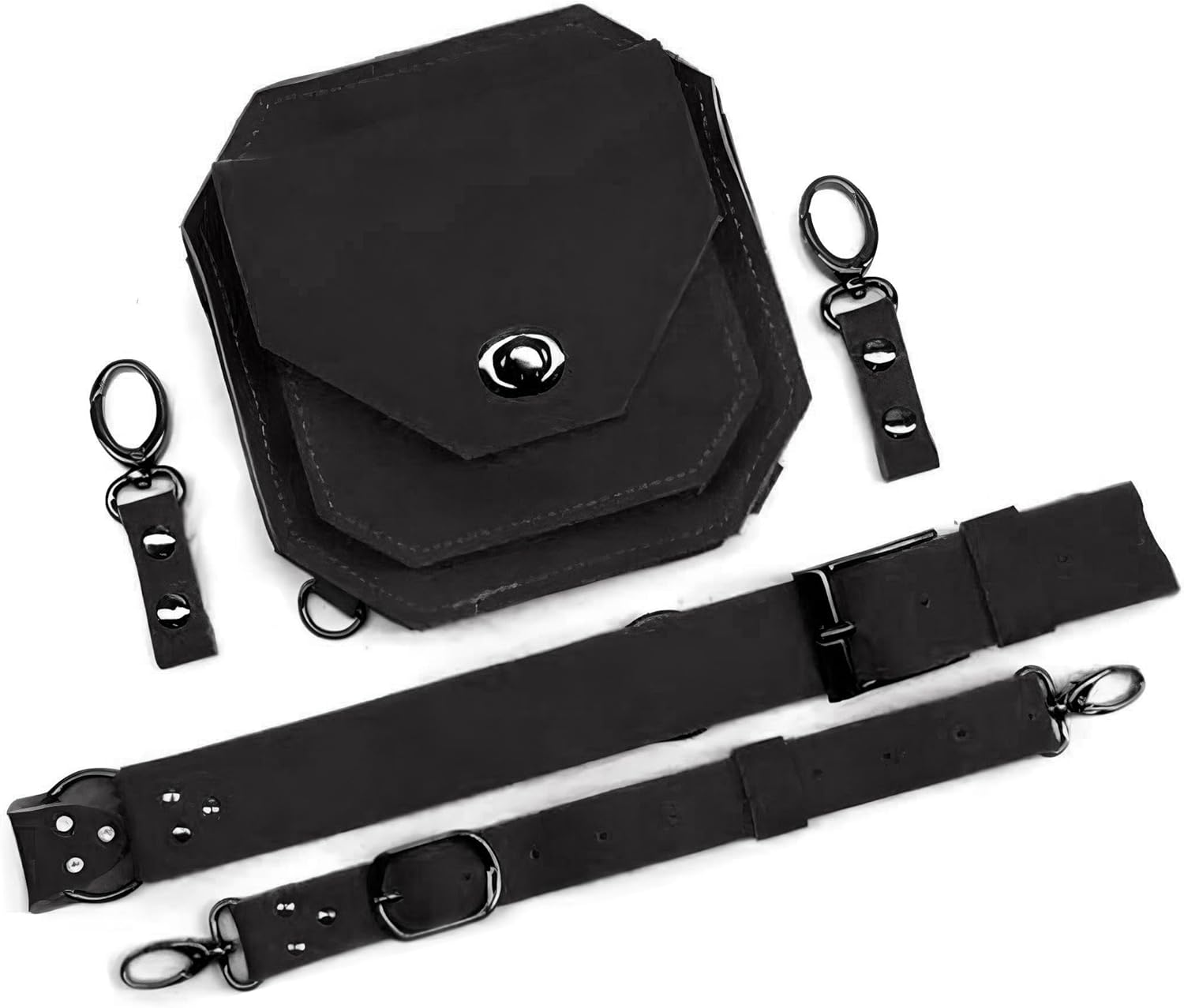 Medieval Steampunk Vintage Waist Belt Bag, Rock Leg Pouch with Adjustable Belt Loop and Zipper for Men Women Outdoor Travelling, Black image number 4