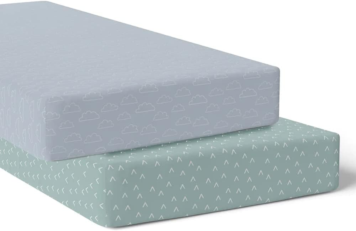 2PK Bubba Blue Nordic 77X135Cm Jersey Cot Fitted Sheet 0-12M Dusty Sky/Mint image number 1