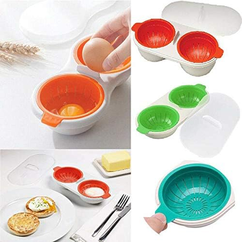 Leona Co Breakfast Cooker - Kitchen Novelty Gadget, 2-Egg Poacher & Microwave Egg Steamer with Integrated Cracker, Lift & Drain Colanders - BPA Free, Dishwasher Safe, High Heat Resistant image number 3