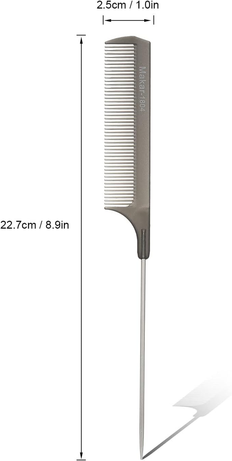 Xinyee Rat Tail Comb Black Fine-Tooth Metal Pin Hairdressing Hair Style Brush Adding Volume Detangling Brush image number 1