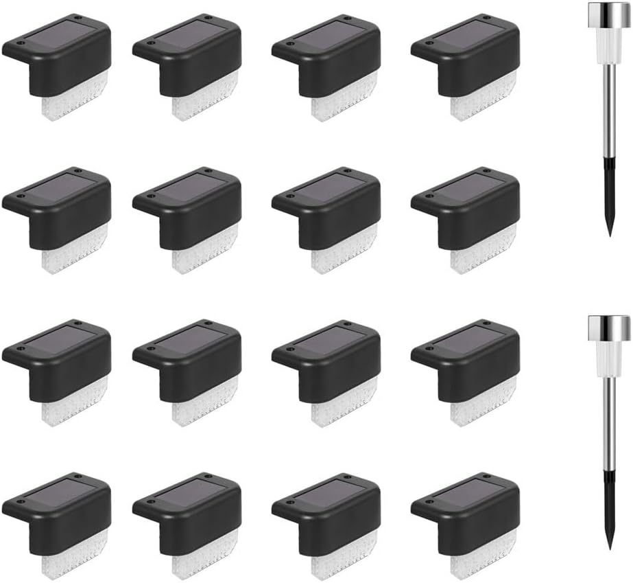 HPAMR Solar Step Lights Solar Stair Light Outdoor Waterproof Railing Light 18 Pack Led Wall Light Fence Light for Stairs Garden Fences Railing Yards Backyard Balconies (White Light) image number 6