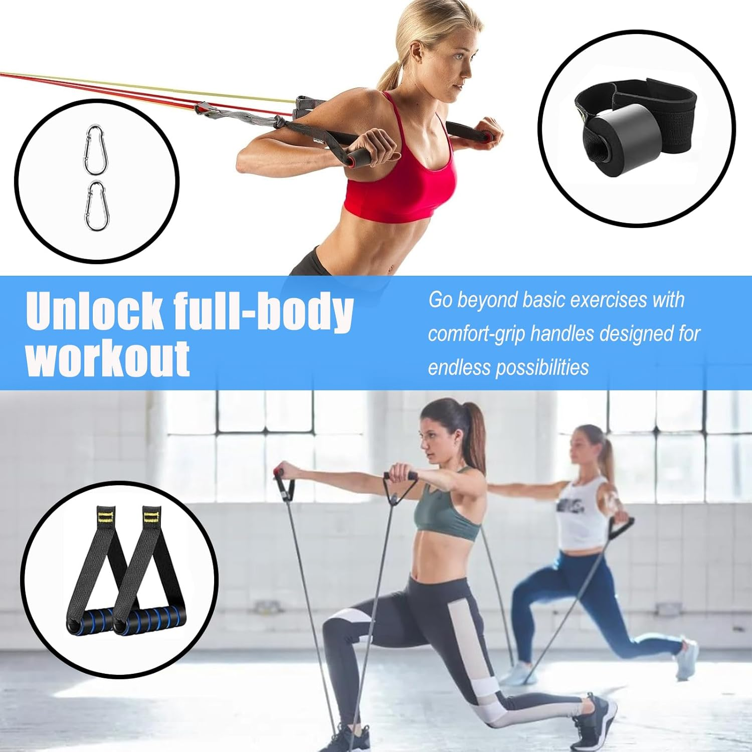 Resistance Band Set, 5 Intensity Pull up Assist Bands, Latex Fitness Bands, Fitness Muscle Strength Training Exercise Bands (With Door Lock Buckle) image number 4