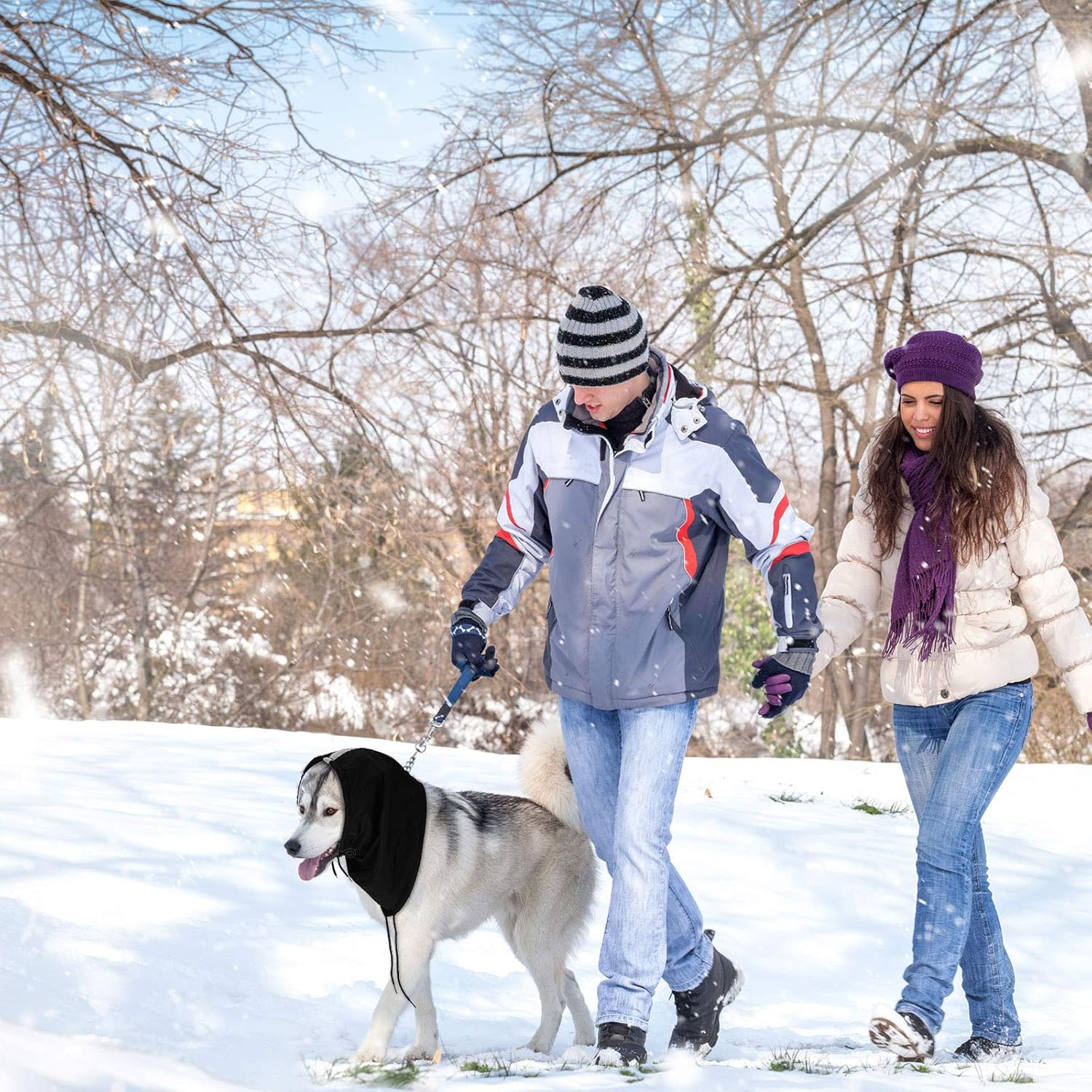 Geyoga 2 Pieces Waterproof Dog Snood Dog Neck and Ears Warmer Reflective Neck Ear Scarf Snood Headband Scruff Winter Headwear(Large)