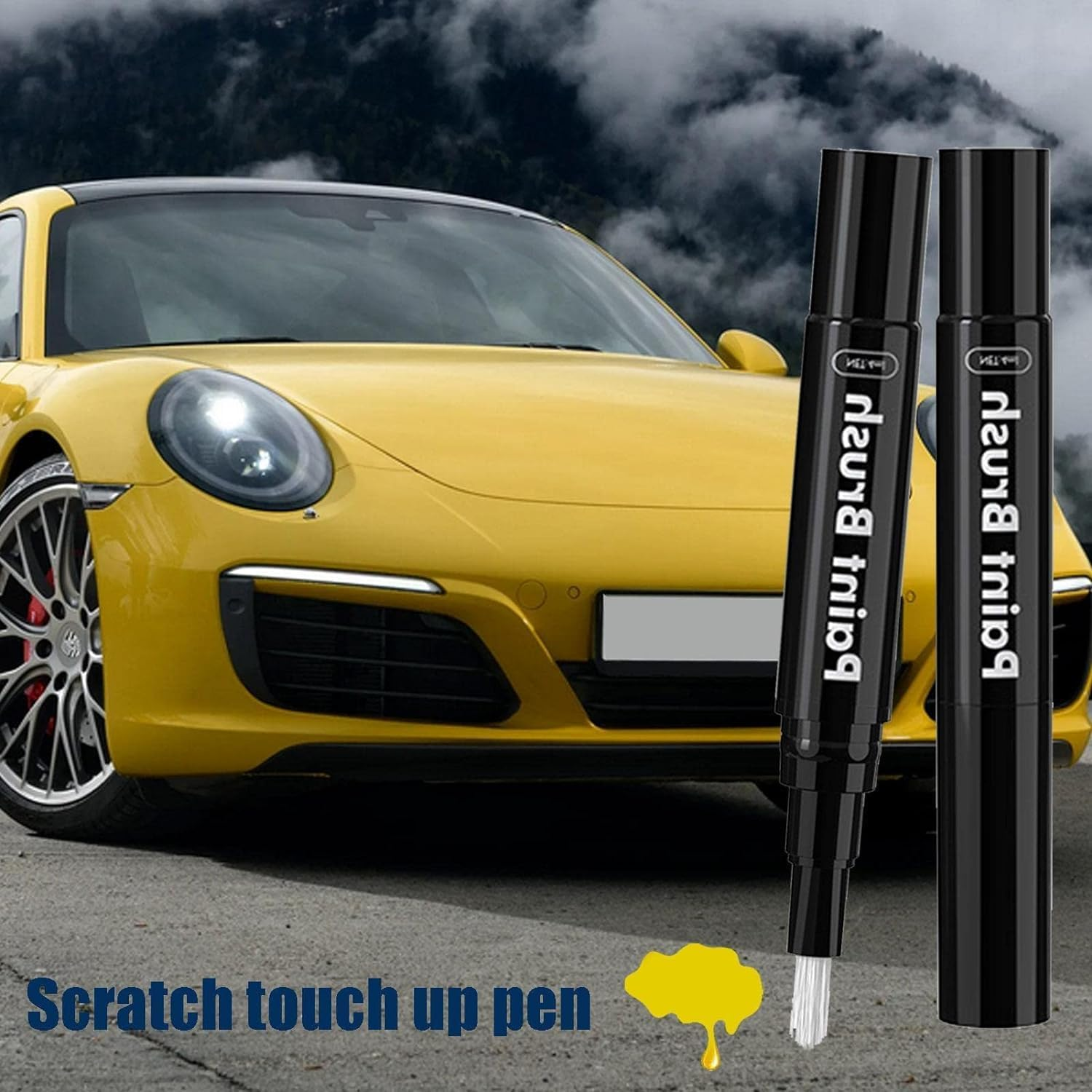 2PCS Car Touch up Pen Paint Scratch Repair with Polish Pen Wheel Fill Paint Pen Black/White/Multi-Color Optional for Various Cars Paint and Rim Repair image number 2