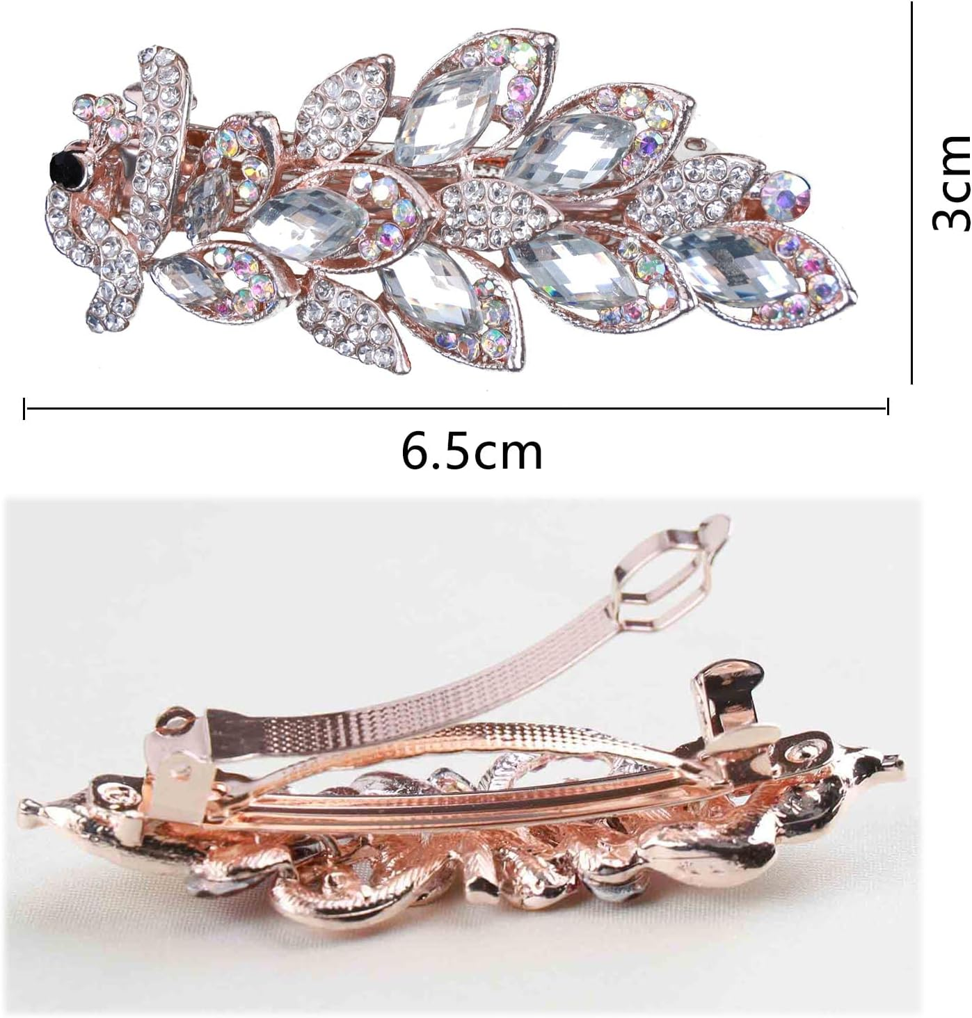 Tseenyi Crystal Peacock Hair Clip Rhinestone Gemstone Hair Clip Vintage Crystal Hair Clip Peacock Hair Clip Bling Bridal Wedding Headpiece for Women and Girls (With Transparent Crystal)