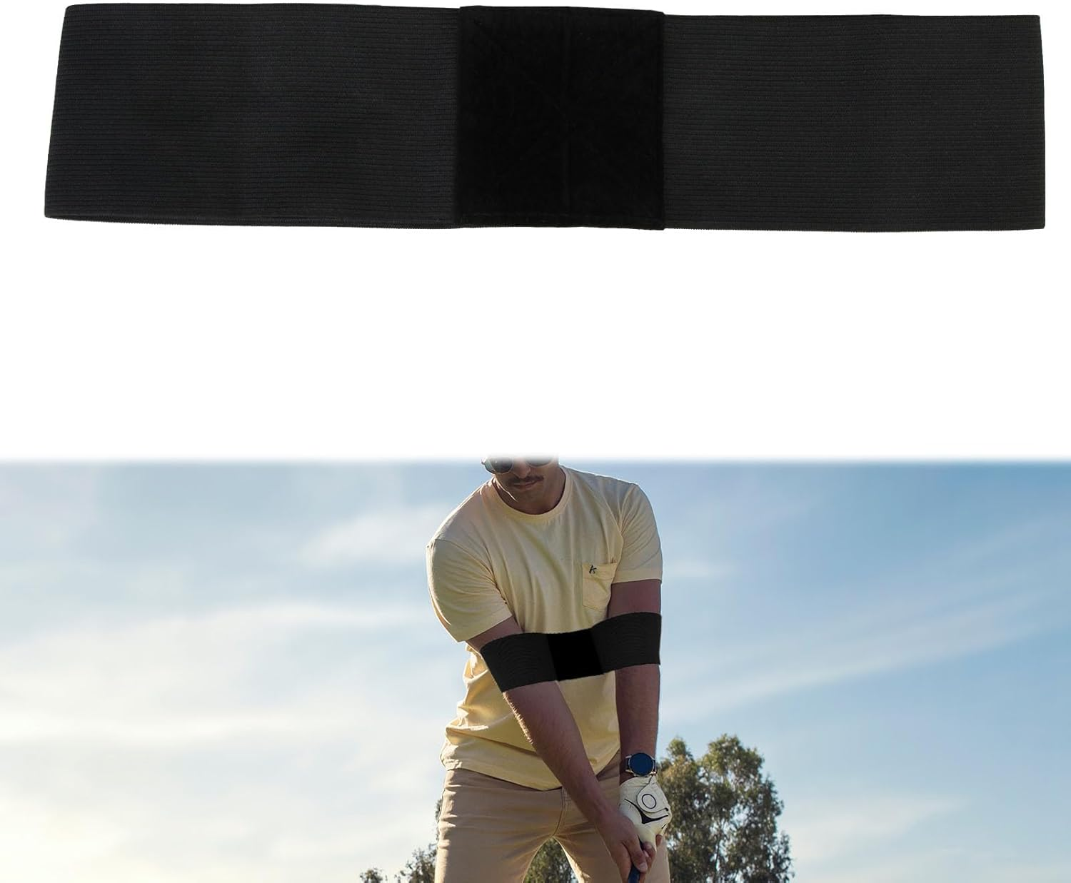 Golf Swing Trainer Arm Band - Correct Posture & Alignment Aid for Beginners to Pros, Muscle Memory Development Tool, Unisex Black Design, Fits Right/Left Handed Golfers