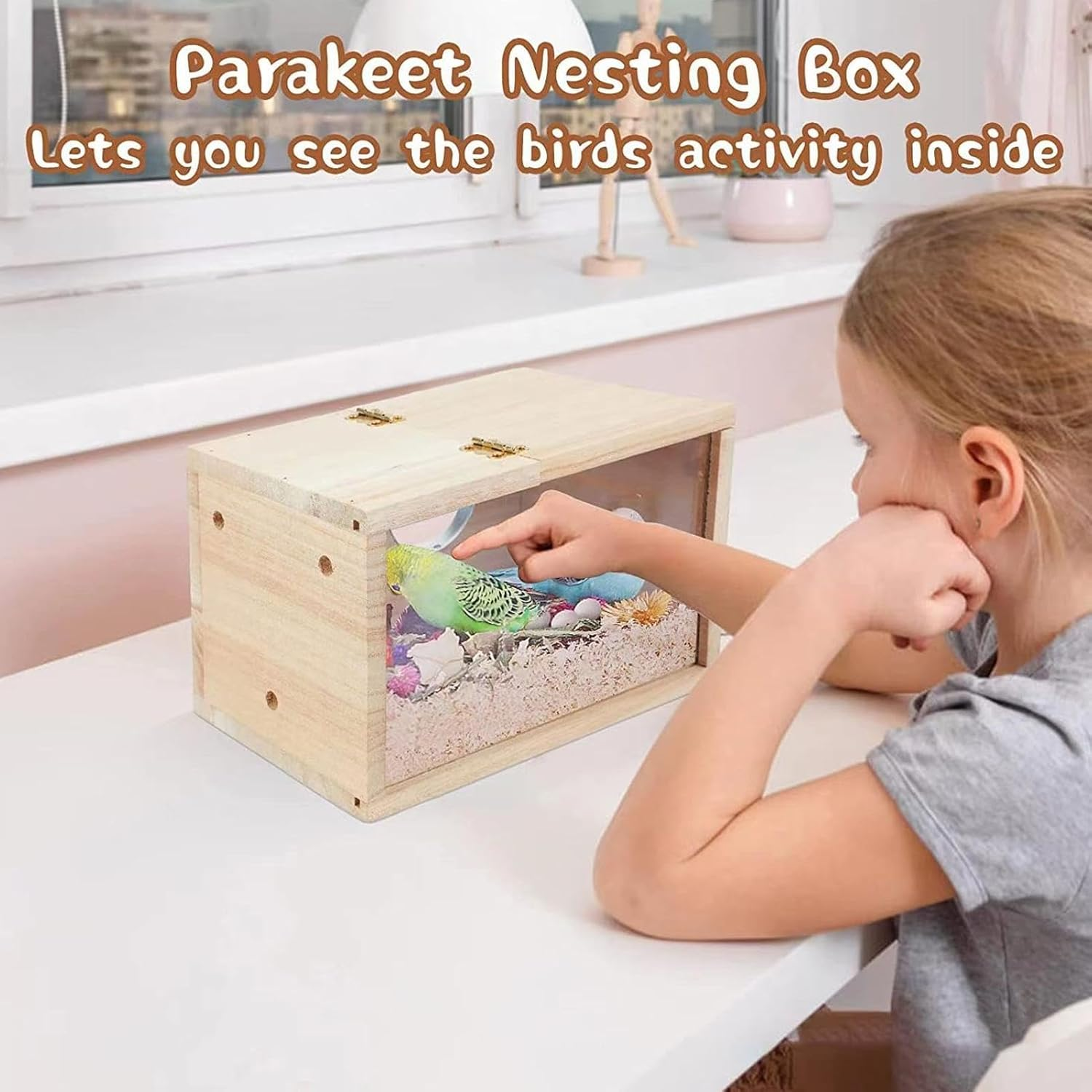 Bird Breeding Box - Transparent Bird House - Lovebirds, Canary, Budgerigar Cockatiel Breeding House, Conure Nesting Box with Clear Acrylic Window image number 5