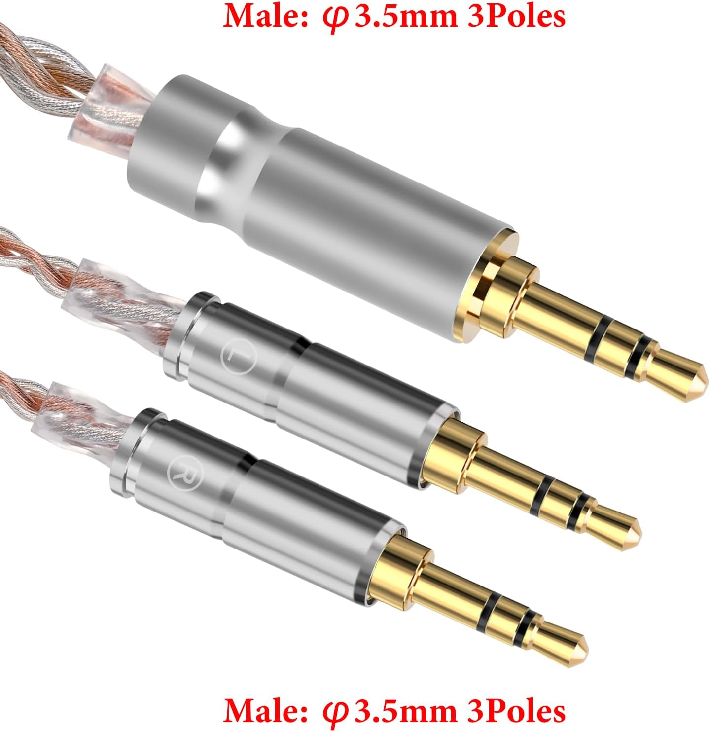 Geekria Apollo Copper Silver Braid Upgrade Audio Cable Compatible with HIFIMAN SUSVARA Unveiled SUNDARA Ananda Arya HE4XX, 3.5Mm to Dual 3.5Mm Male Replacement Headphones Cord (8.2Ft / 2.5M) image number 2