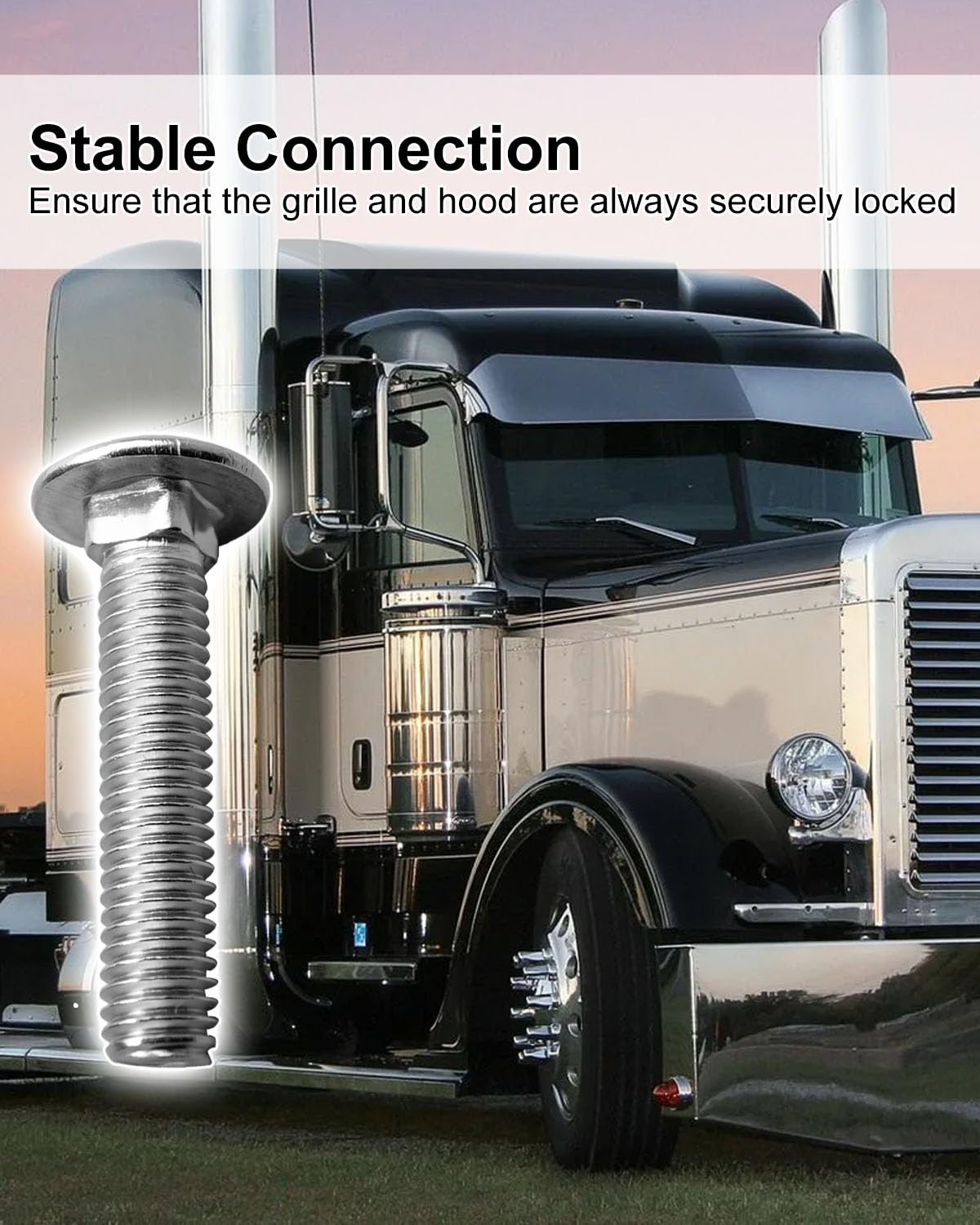 Vaticas 120PCS Stainless Steel Bolt with Nut Fit for Peterbilt 379, Silver image number 3