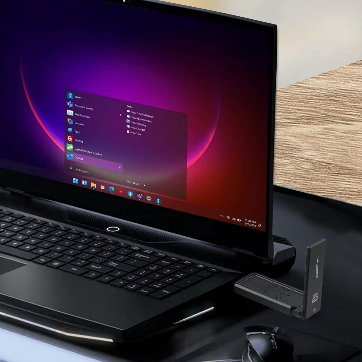 Simplecom NW812 AX1800 Dual Band Wifi 6 USB Adapter with Foldable Antenna image number 1