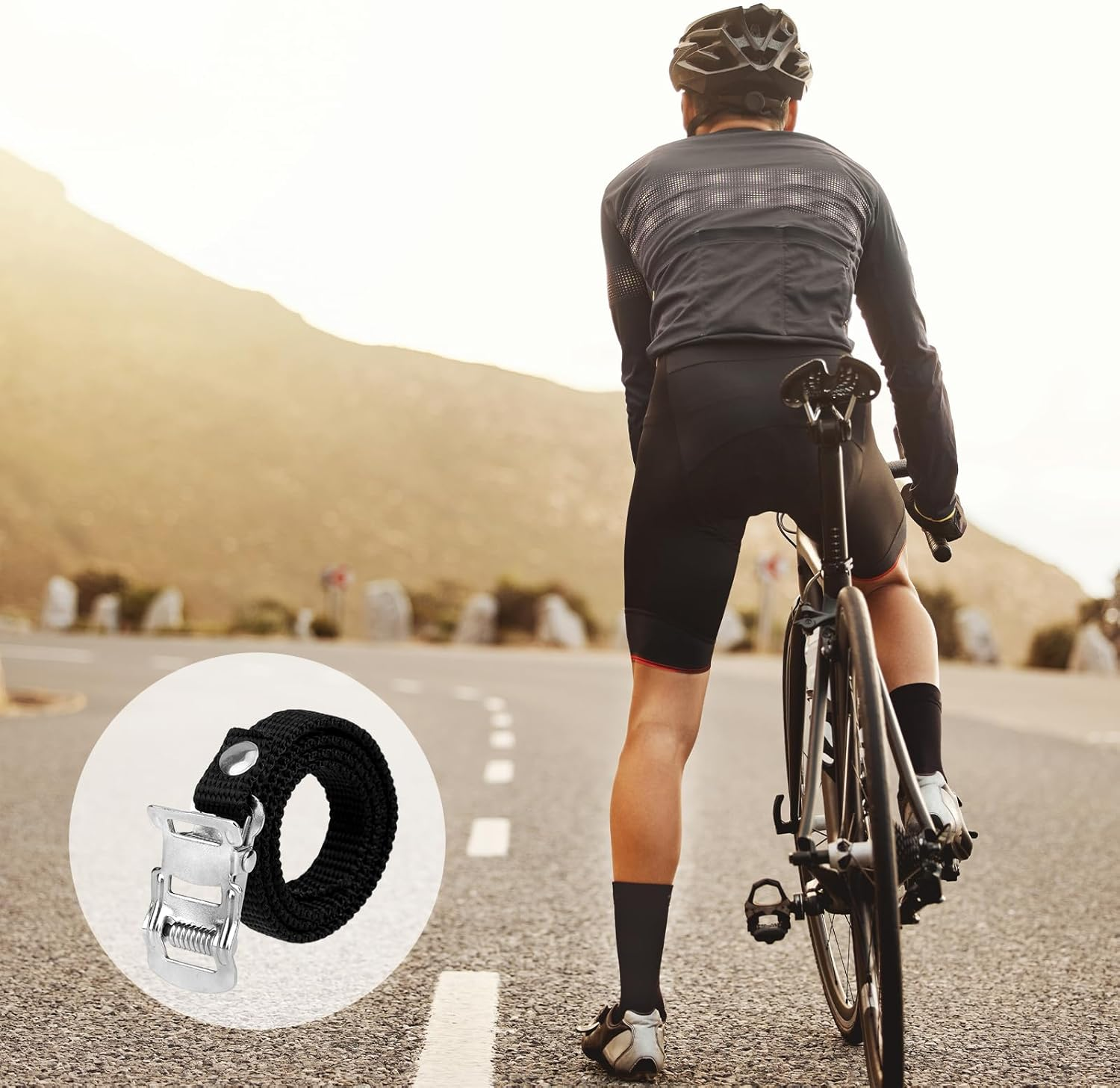 Mozeat Lens 4 PCS Bicycle Pedal Toe Straps Universal Replacement Foot Pedal Straps for Bicycles or Exercise Bike Spin image number 4