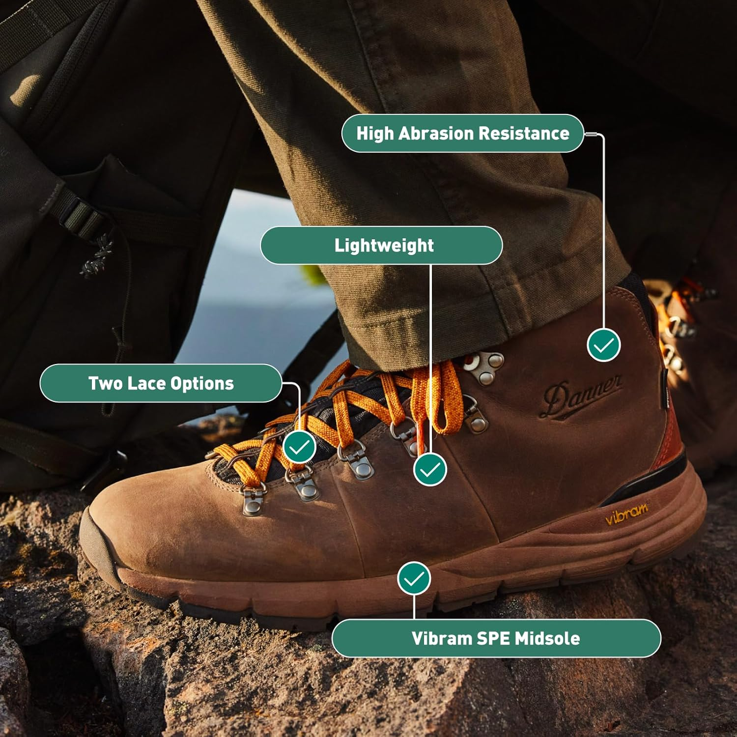 Danner Mountain 600 Waterproof Hiking Boots for Men - Lightweight, Durable Upper, Breathable Lining, Triple-Density Footbed & Vibram Traction Outsole, Java/Bossa Nova - 11.5 D image number 4