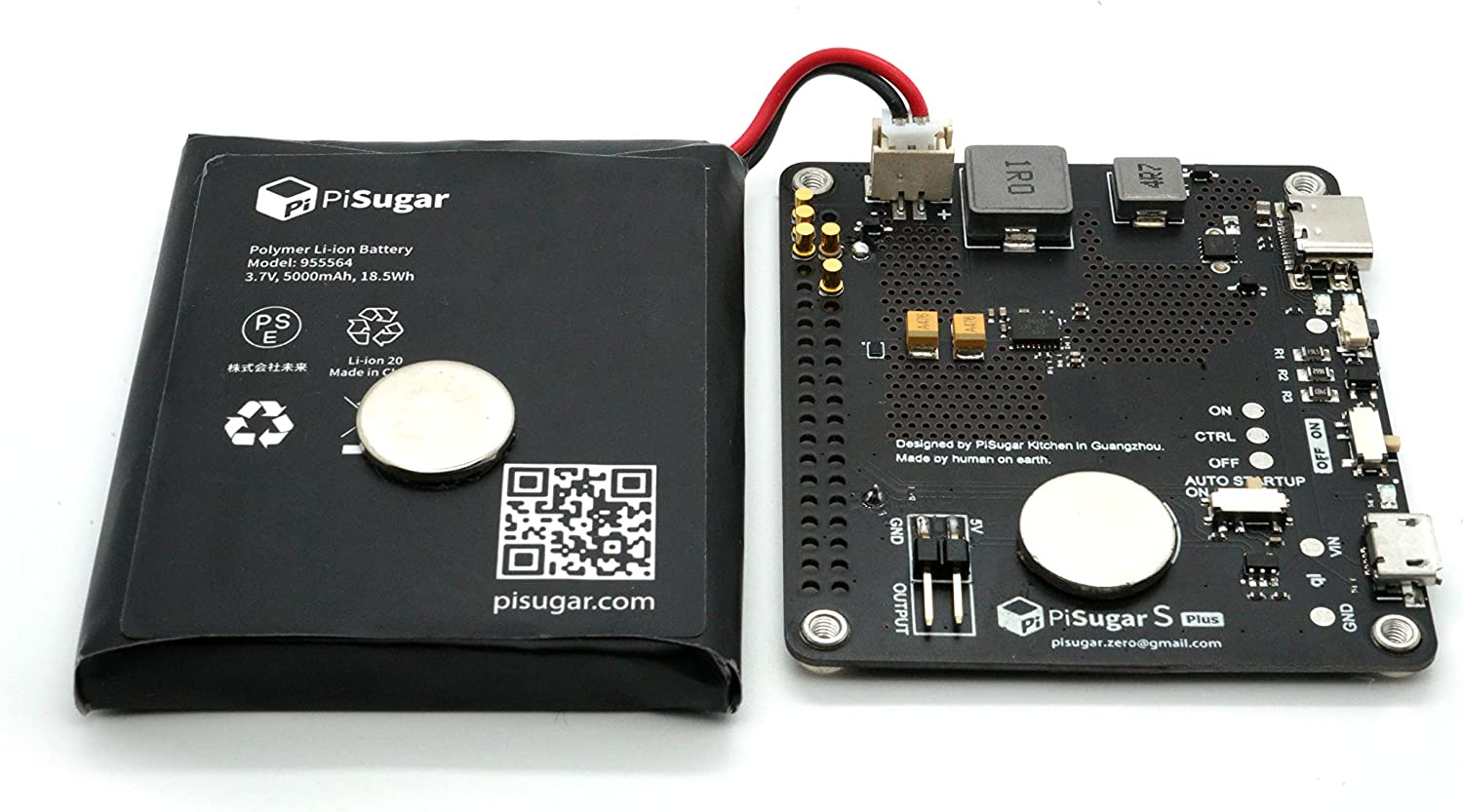 Pisugar S plus Portable 5000 Mah UPS Lithium Battery Power Module Platform for Every Raspberry Pi 3B/3B+/4B Model Accessories Handhold(Not Include Raspberry Pi)