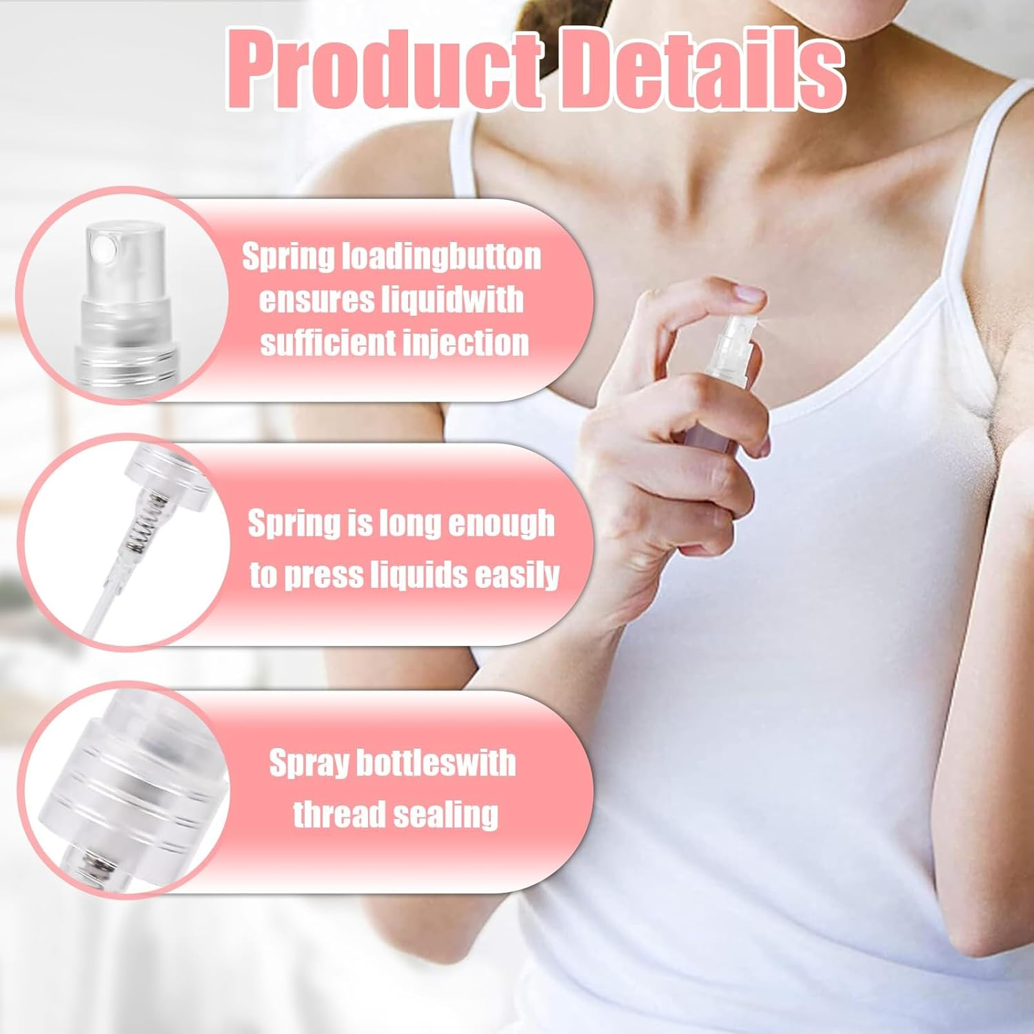 Mini Spray Bottle, 6 Pcs Mini Clear Perfume Bottle, 5Ml Refillable Fine Mist Spray Bottles for Liquid, Perfume, Makeup Tool, Travel image number 2