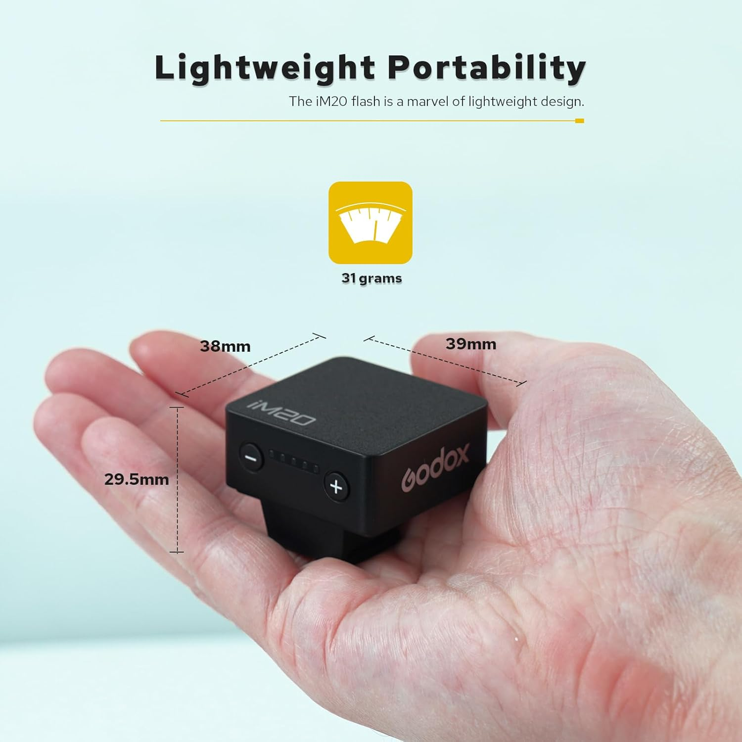 Godox Im20 Camera Flash, USB C Charging Built-In Battery with 5 Levels Flash Power for Canon/Sony/Fujifilm/Nikon/Panasonic/Olympus, for Cameras with Single-Contact Hotshoe image number 4