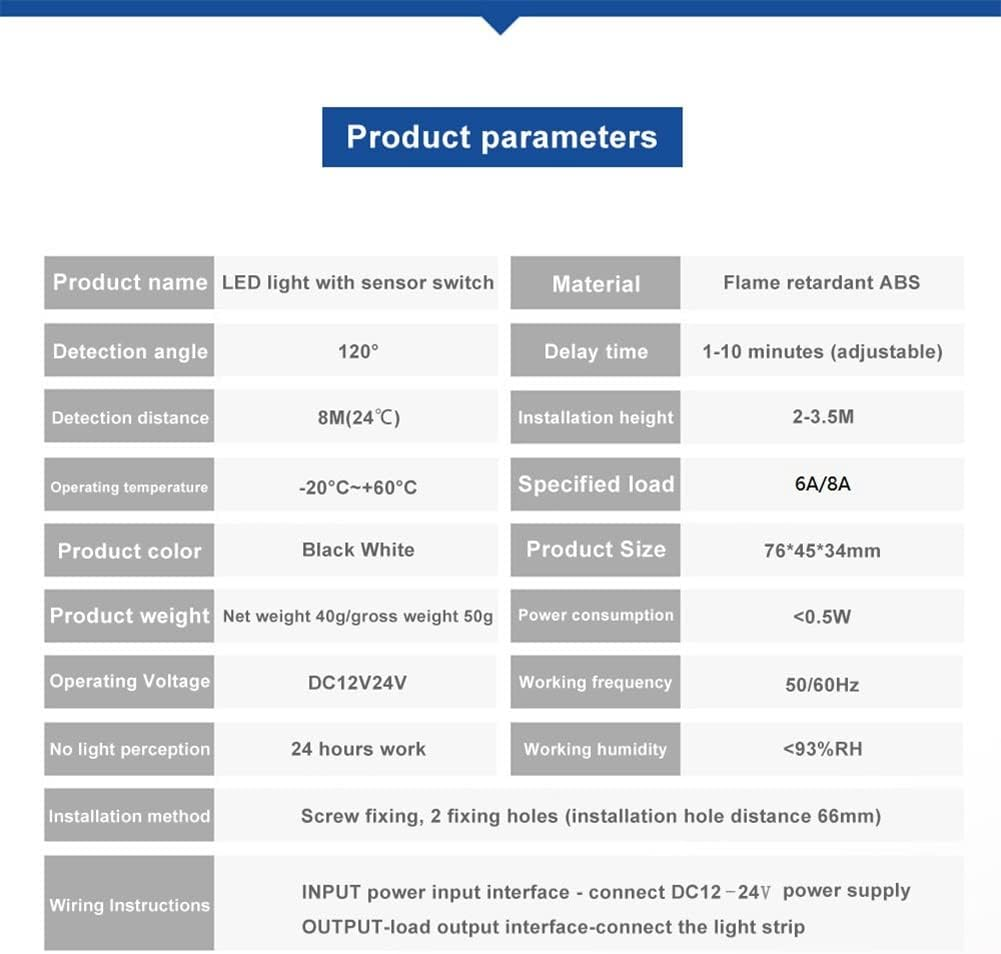 Elqater Automatic Sensor Switch IR Infrared Detector Light Switch Module DC 12 24V 8A for LED Strip image number 4