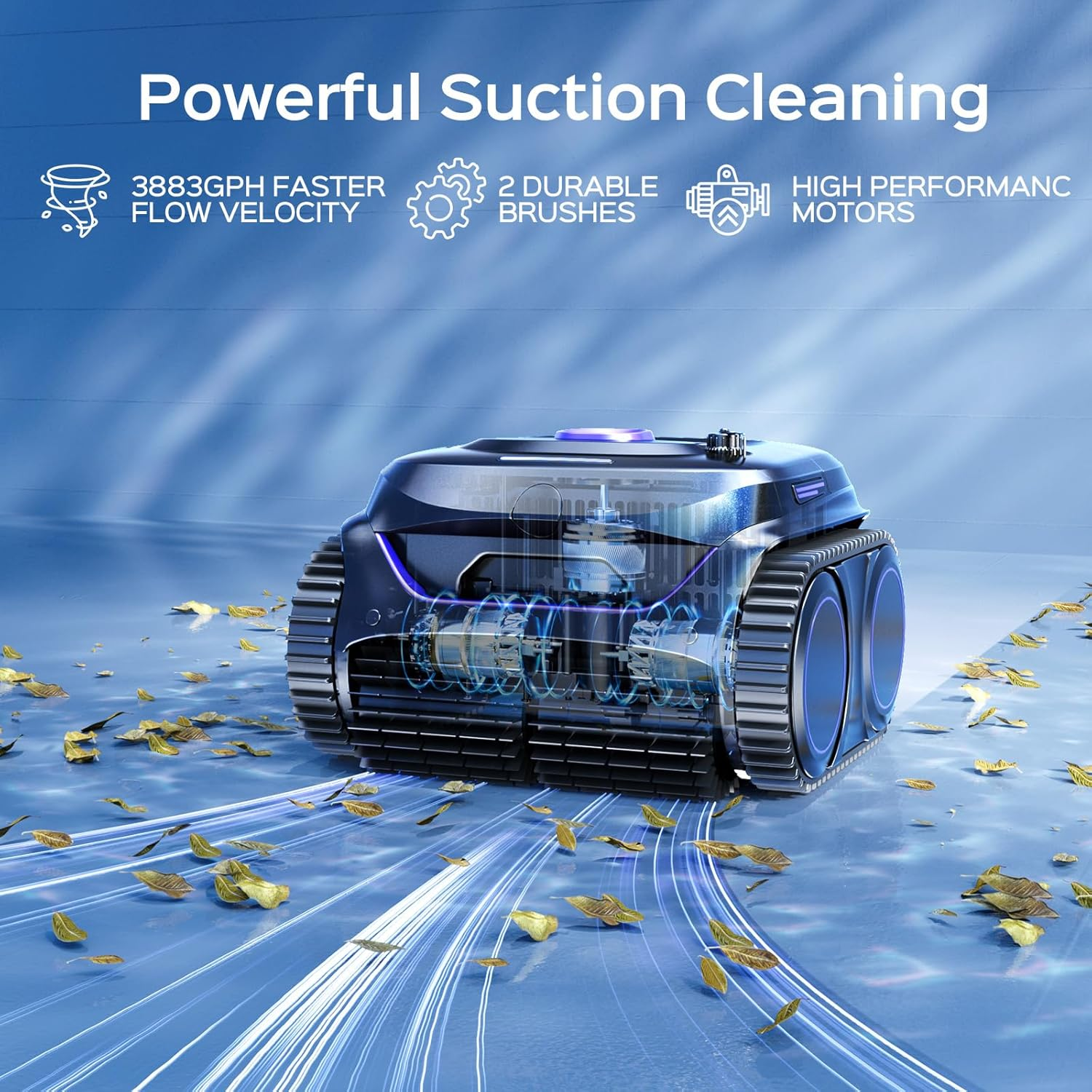 Winny C2 Cordless Robotic Pool Cleaner, 7 Mode Pool Vacuum Robot for Inground Pools up to 200 M2, Wall & Waterline Cleaning Wtih Ultra-Fine Filtration, Powerful Suction image number 6