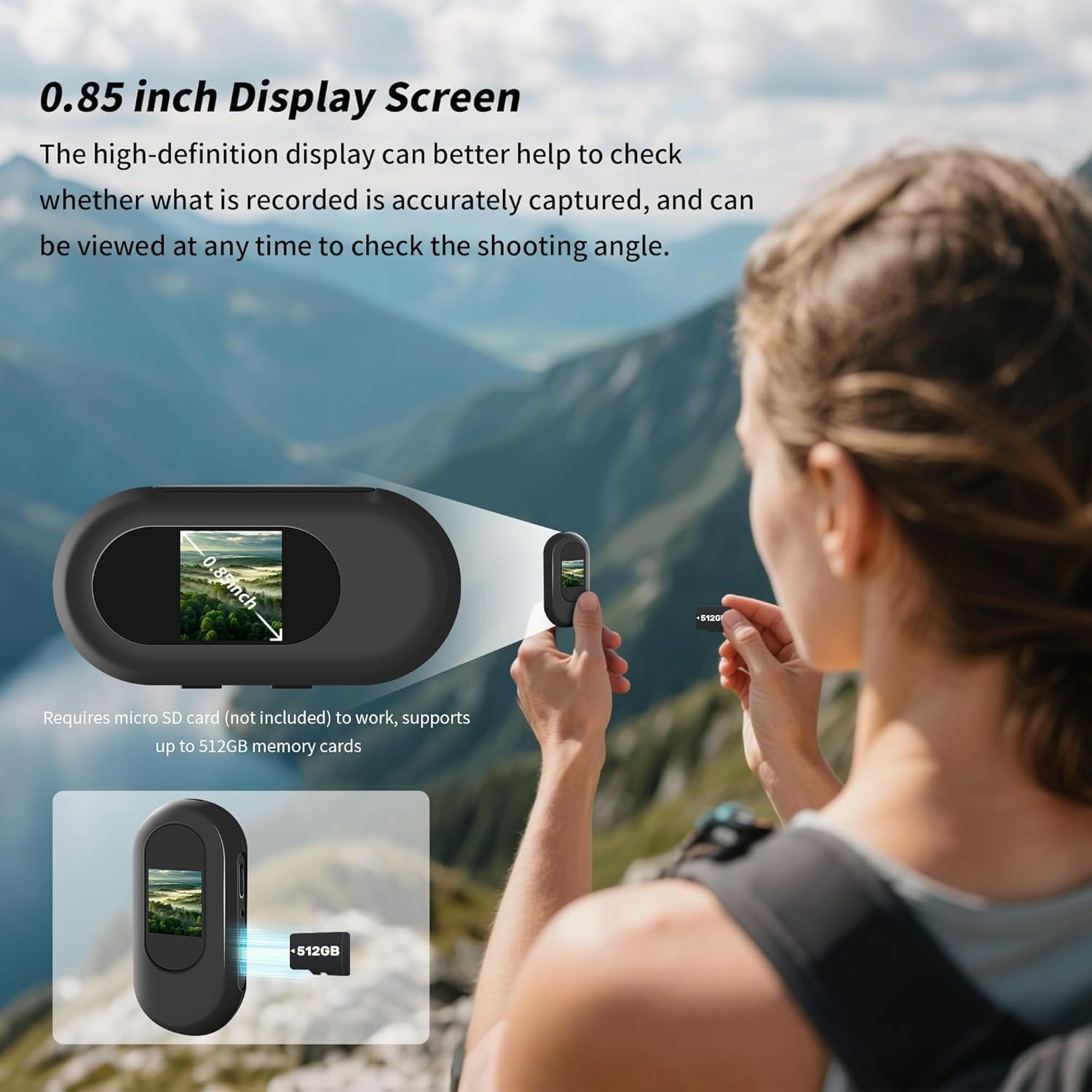 1080P Sports Action Camera, Wearable Body Cam, Portable Recorder with Magnetic Back Clip, Mini Camera with Audio and Video Recording, Camcorder for Traveling, Pet, Vlogging (No SD Card) image number 3