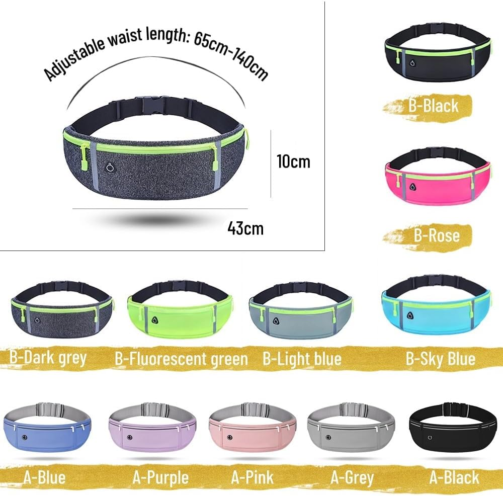 3 Pockets Running Belt for Men Women, Reflective Running Phone Holder Adjustable Fanny Pack,Runners Pouch Waist Pouch for Phone, Keys,Running Essentials (B-Fluorescent Green)