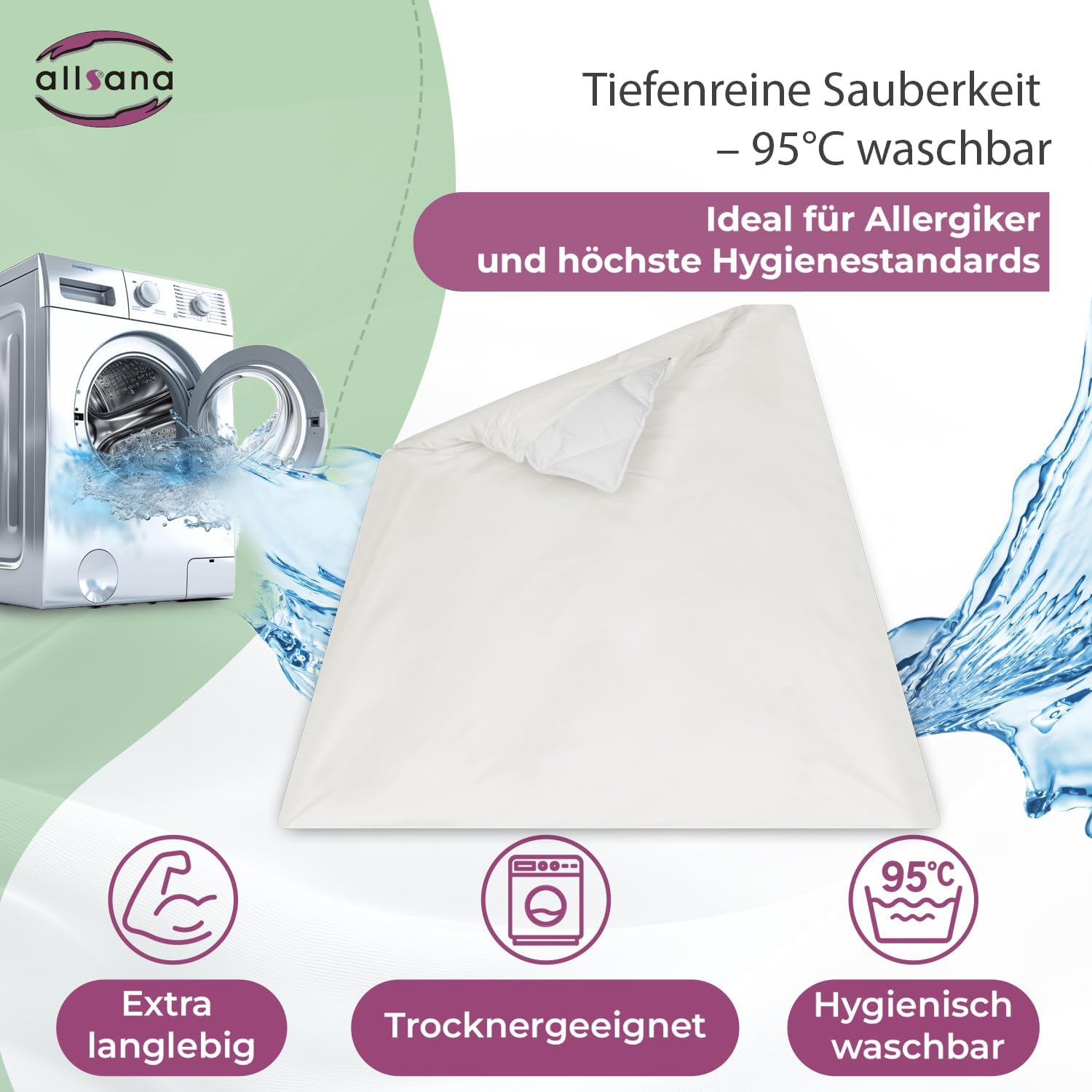 Allsana Sensitive Care Duvet Cover 140 X 200 Cm Allergy Bed Linen anti Dust Mite Cover for Sheets Blanket Size Austria image number 6