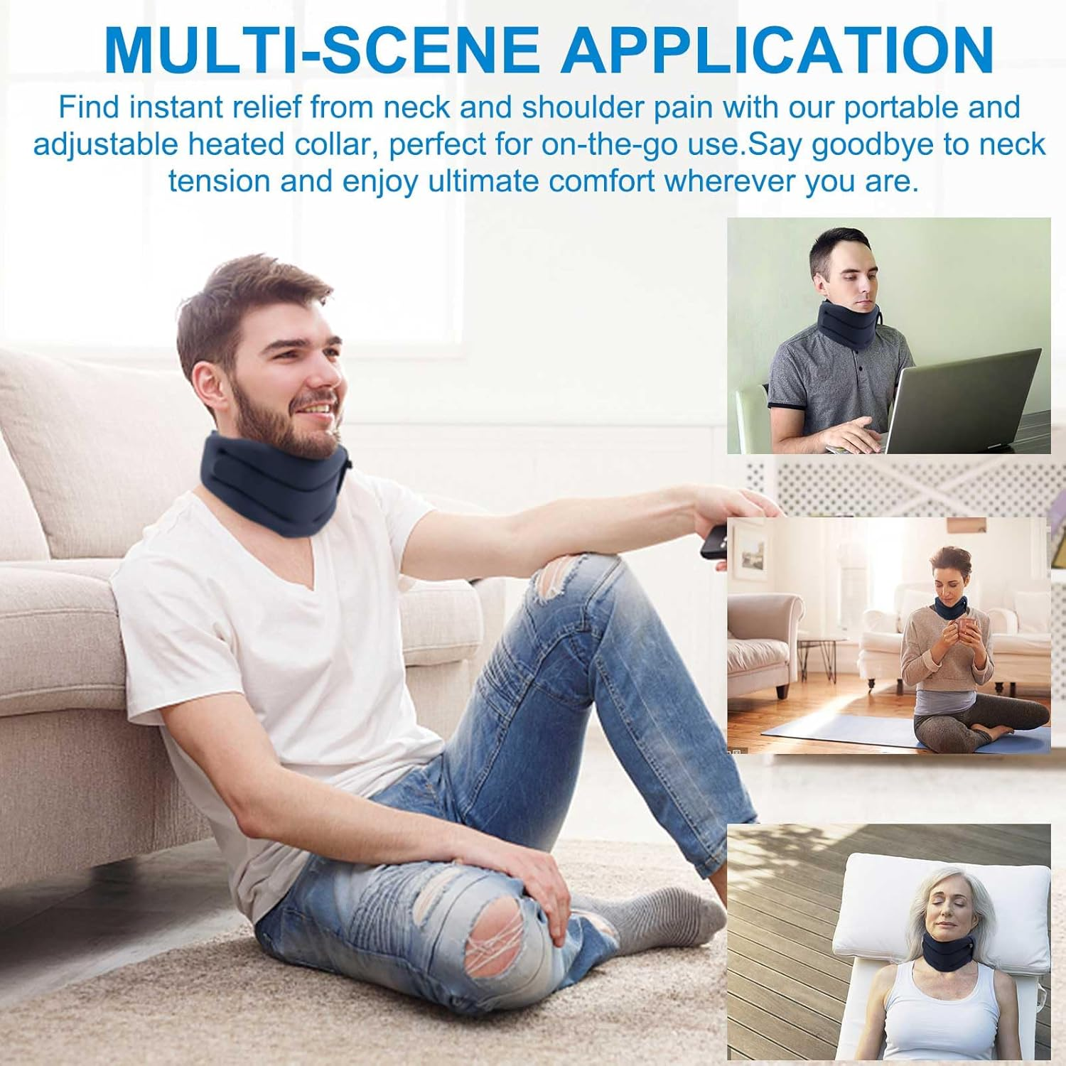 HONGJING Heating Neck Brace for Neck Support and Pain Relief, Soft Foam Cervical Collar with Heat for Wrap Align Stabilize Vertebrae image number 6