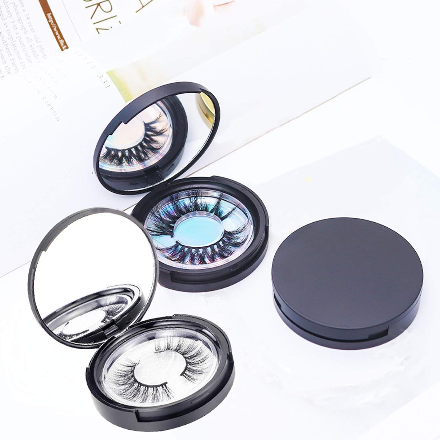 3 Pack Eyelash Storage Case Holder with Mirrow, Empty Eyelash Cases Travel with Lash Holder for for Ladies and Girls image number 2