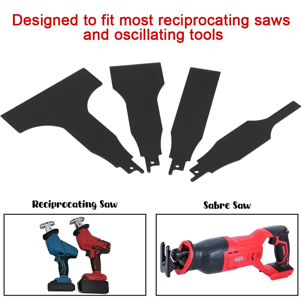 4PCS Reciprocating Saw Scraper Blade, Multifunctional High Carbon Steel Tile Cleaning Tools, Scraping Tool Attachment for Reciprocating Saw for Remove Linoleum, Glue, Vinyl Flooring (Black) image number 6