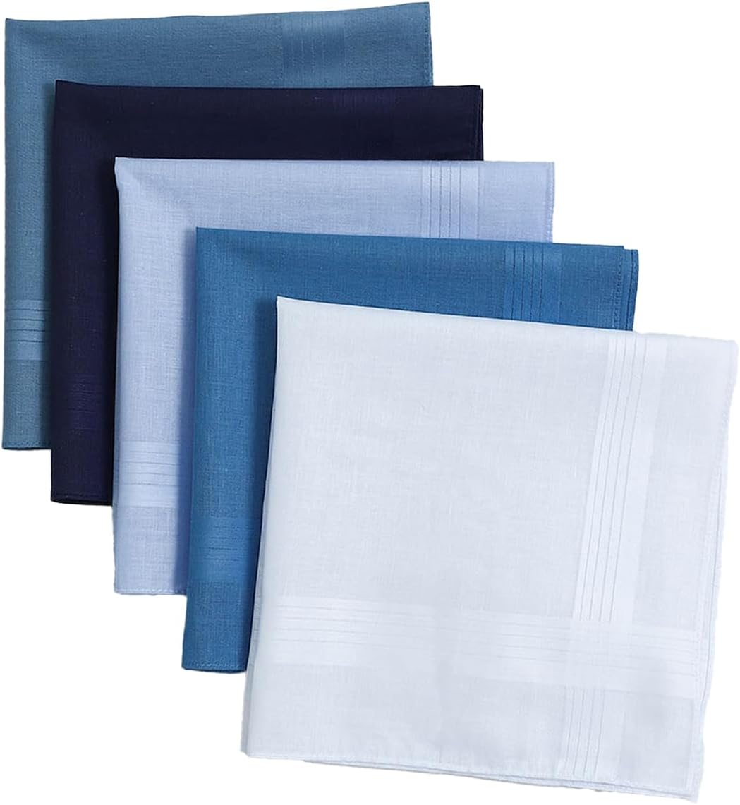 Men&rsquo;S Handkerchiefs Soft Cotton Blue Stripe Pocket Square, (15.7 X 15.7 In) Reusable Environmentally Friendly Hanky, Classic Men Accessory Compatible with Suit Front Pocket &ndash; Durable Gentle Fabric image number 2