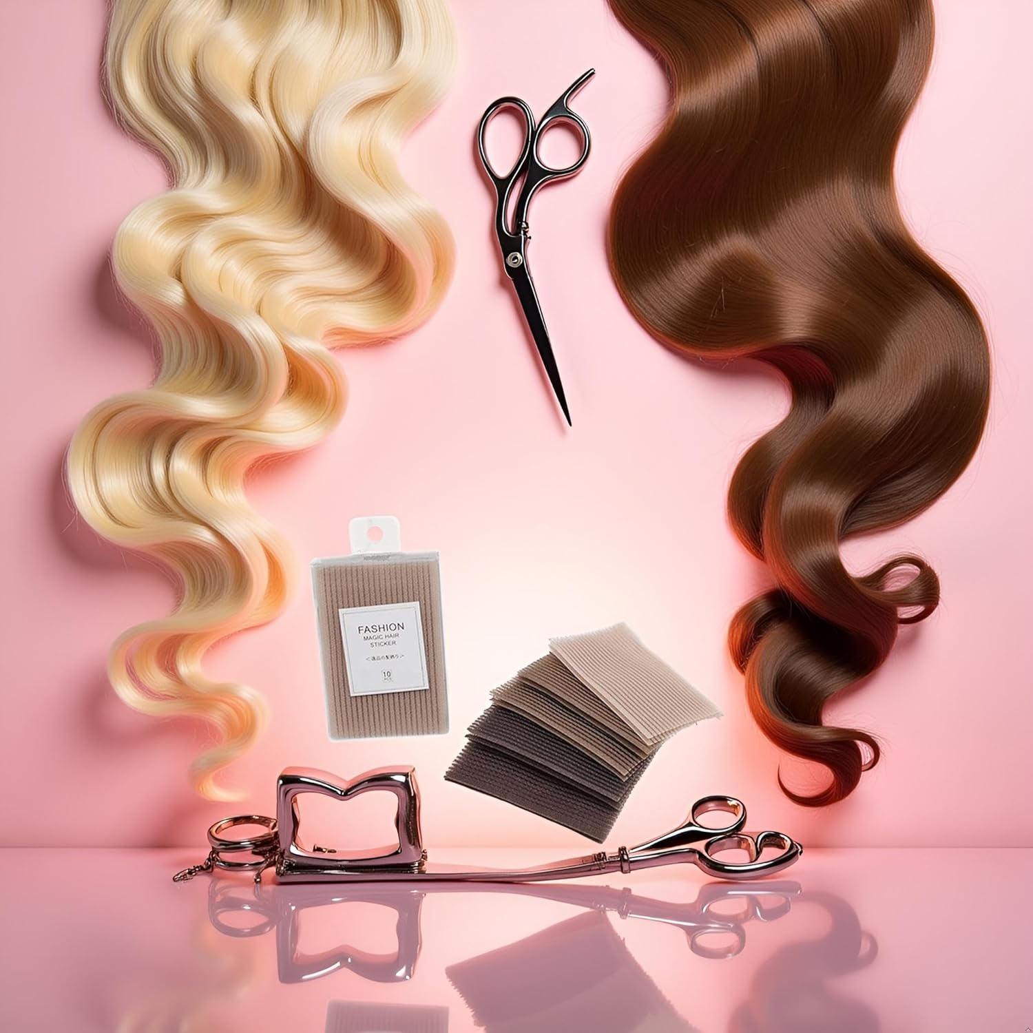 10 Pcs Coffee Bangs Posts, Square Plastic Paste Hair Pads, Easy-To-Use Hair Styling Tools and Grippers for Barbers, Hair Accessories image number 5