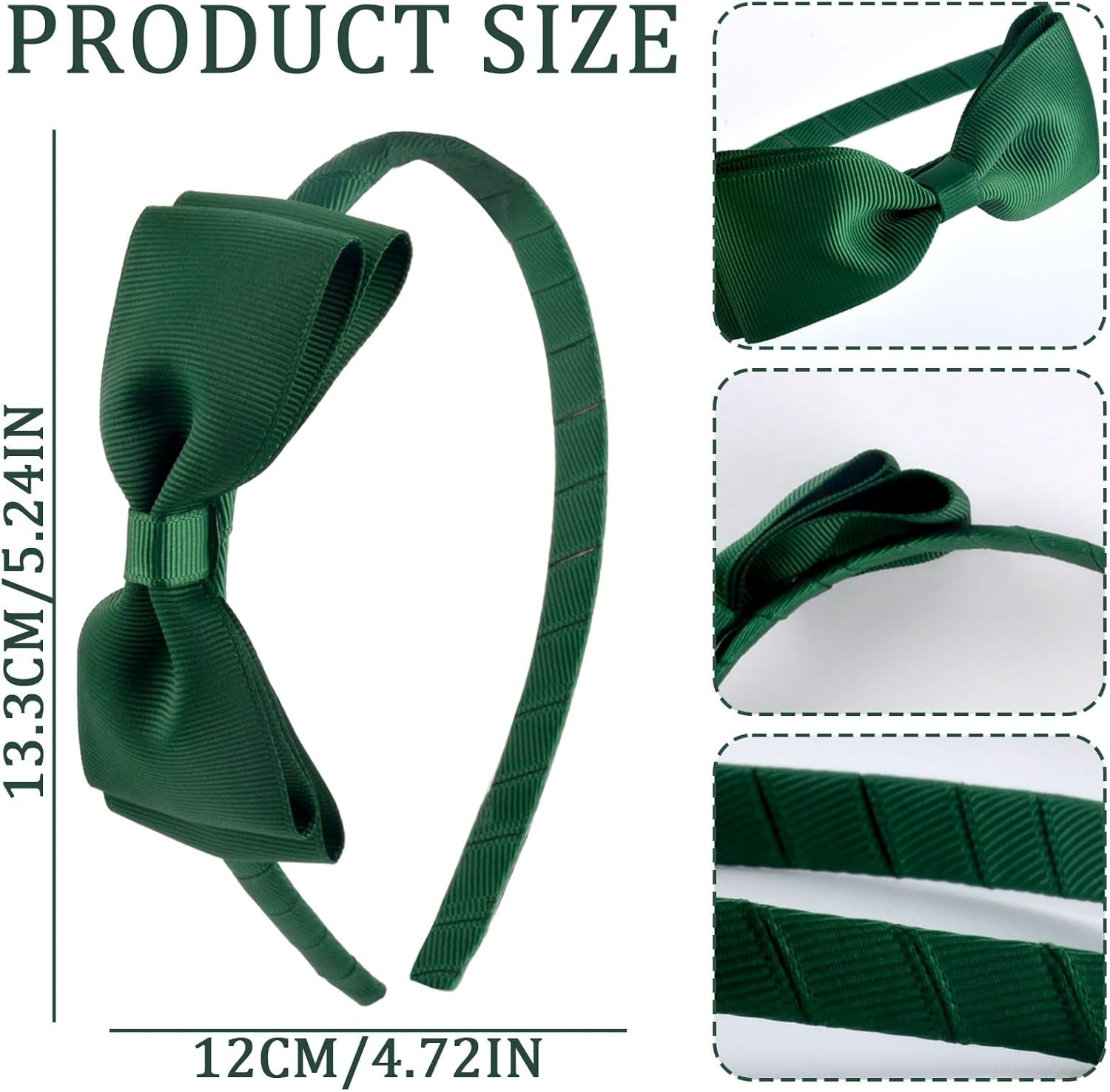 SSKHE 3 Pieces Green School Bows Headbands Alice Hairbands, Girls Uniform Ribbon Bow Set, Hair Accessories for Little Girl Toddlers Teens Birthday New Year Present image number 2