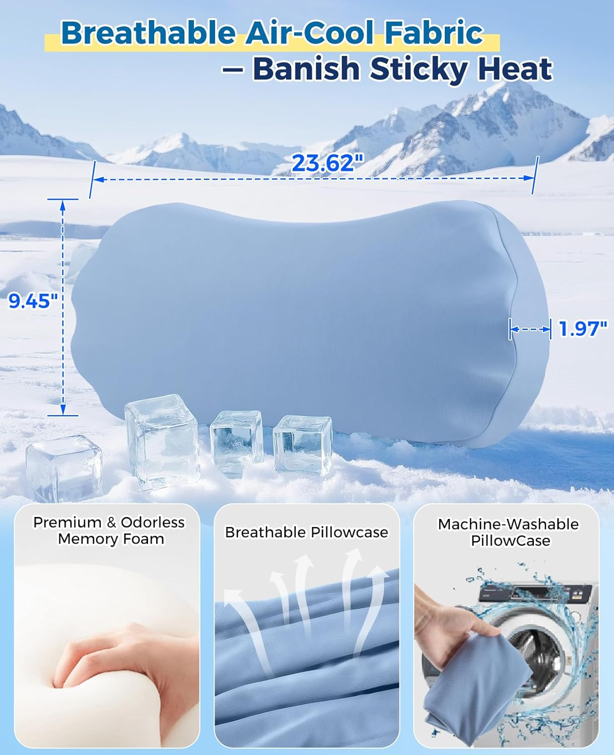 Lumbar Support Pillow for Sleeping &ndash; Memory Foam Lower Back Pillow for Bed for Back Pain Relief - Ergonomic Support for Side&Back Sleepers-Bed Rest Pillow for Car, Sofa with Breathable Washable Cover