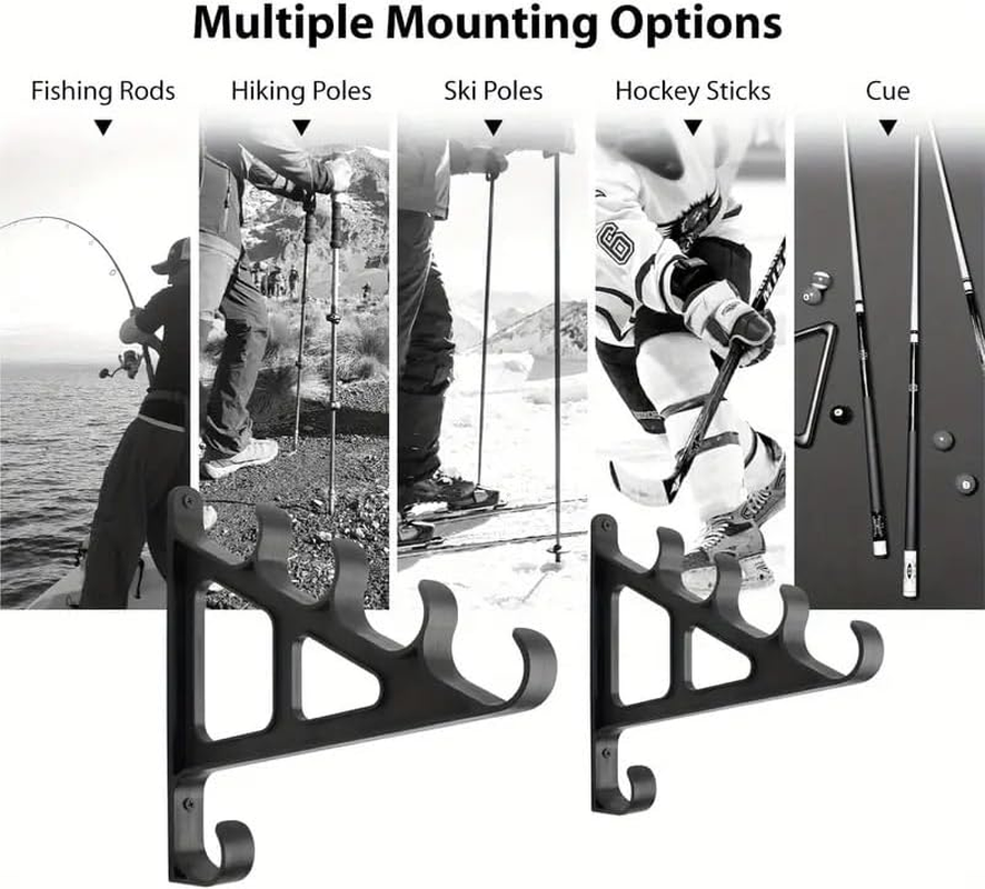 AIMALL Wall-Mounted Fishing Rod Rack Holder for 6 Rods, Durable ABS Material, Space-Saving, 8.1X6.7X1 Inch Compact Fishing Rod Display Storage Rack image number 4