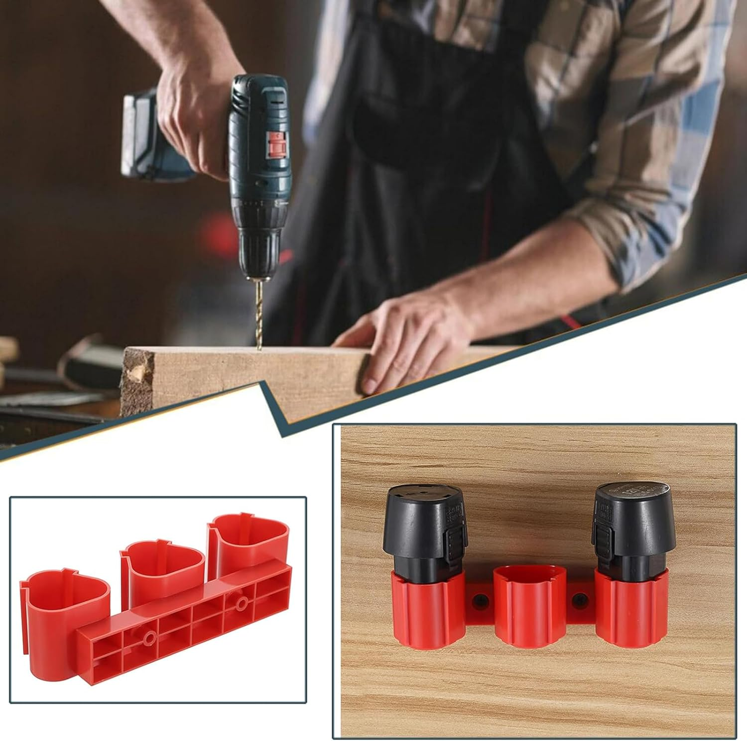3Pcs 3-In-1 Battery Holders, Compatible with Milwaukee M12 Battery Tool Storage Holders with Battery Slots,Battery Holder for Makita Battery Tool Holders Storage for Bosch 12V Battery Packout Racks image number 1