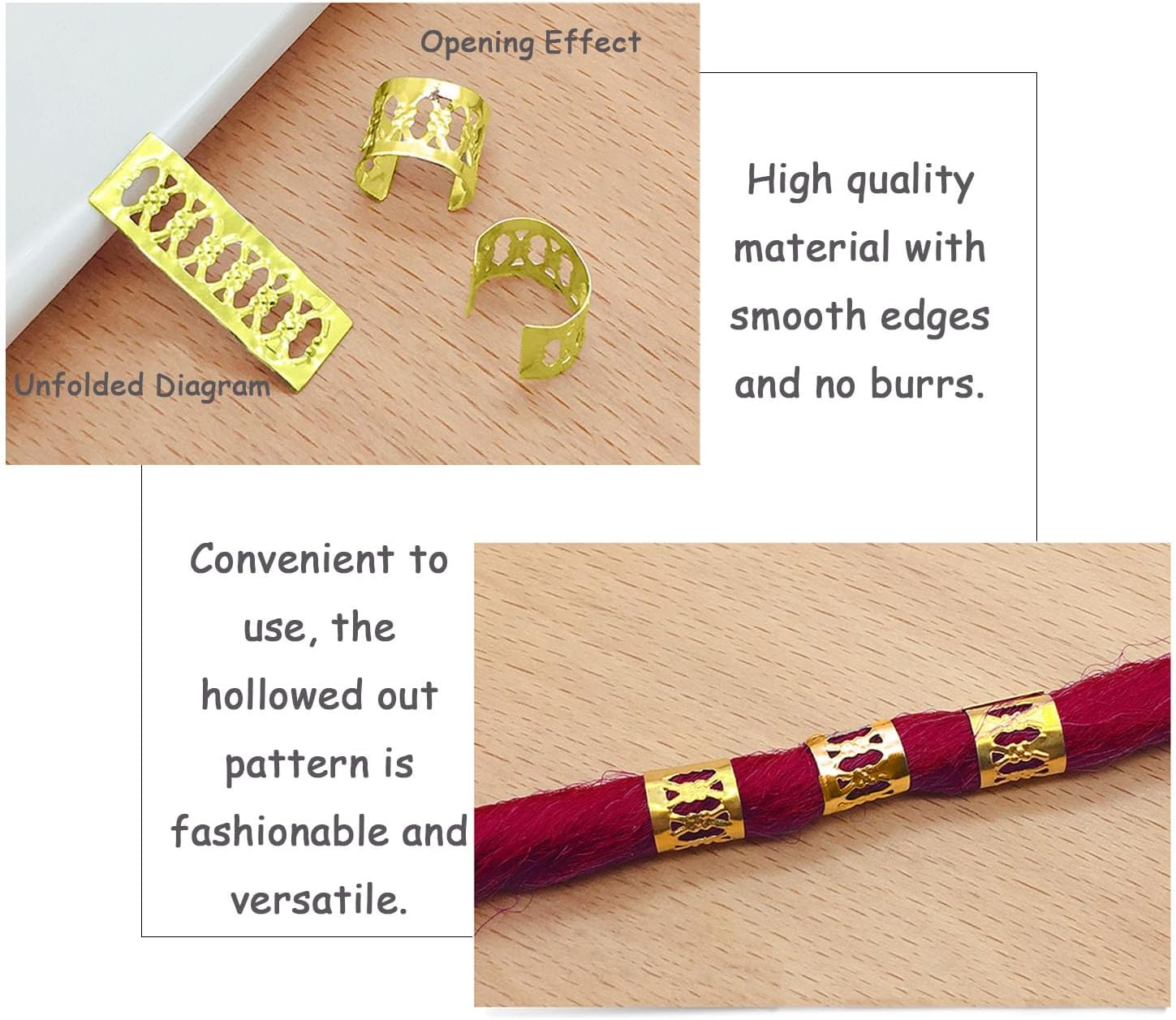 Pack of 100 Hair Accessories for Braids, for Hair Dreadlocks, Jewellery for Hair, Hair Pendants for Women, Hair Braiding Tool, Adjustable Metal, Fashionable, Durable, Exquisite, Golden image number 1