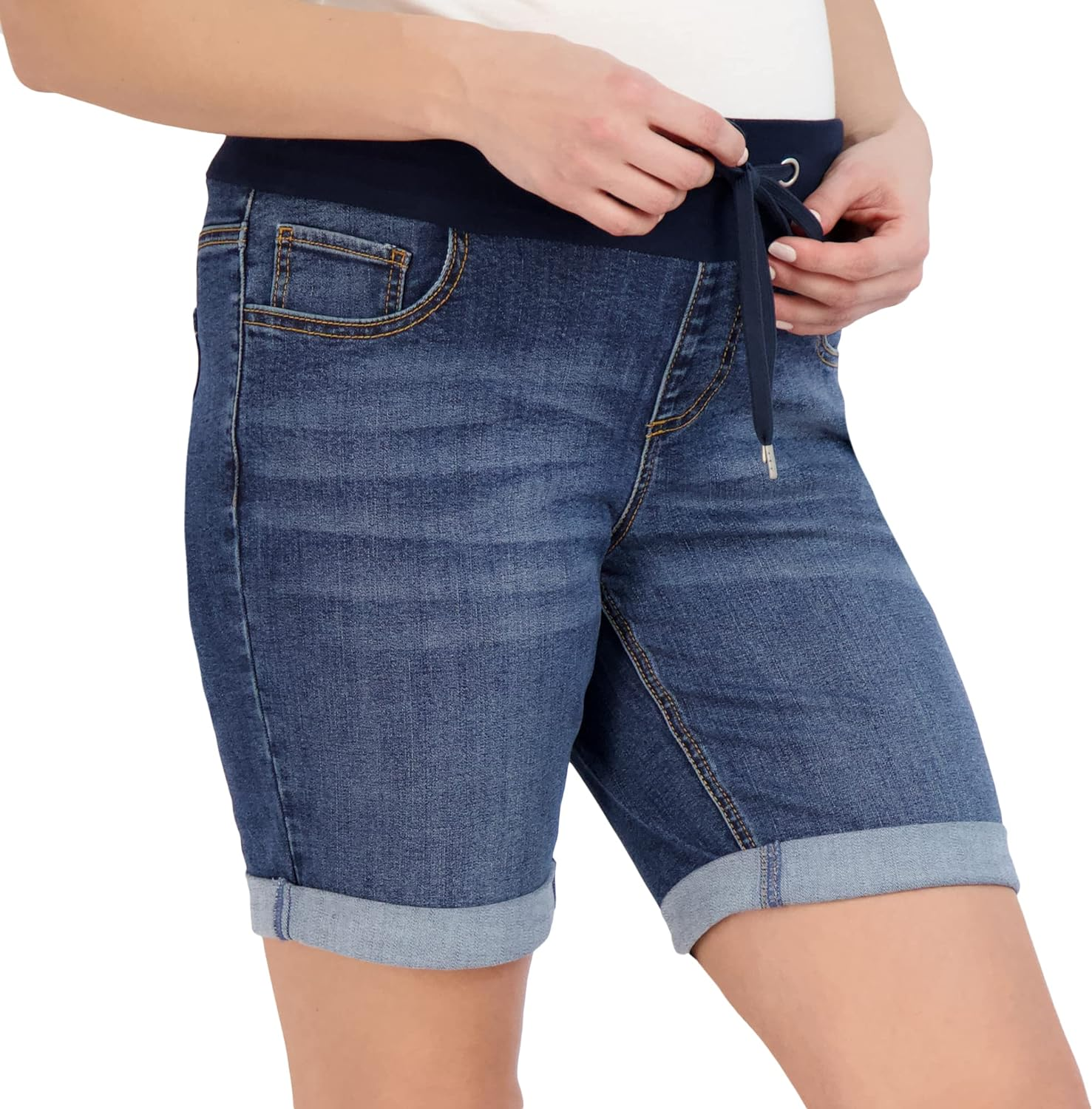 Savi Parker Women'S Maternity Shorts Double Roll Cuff - Mom Comfy Activewear, Pregnancy Clothes for Summer, BCI Certified image number 5