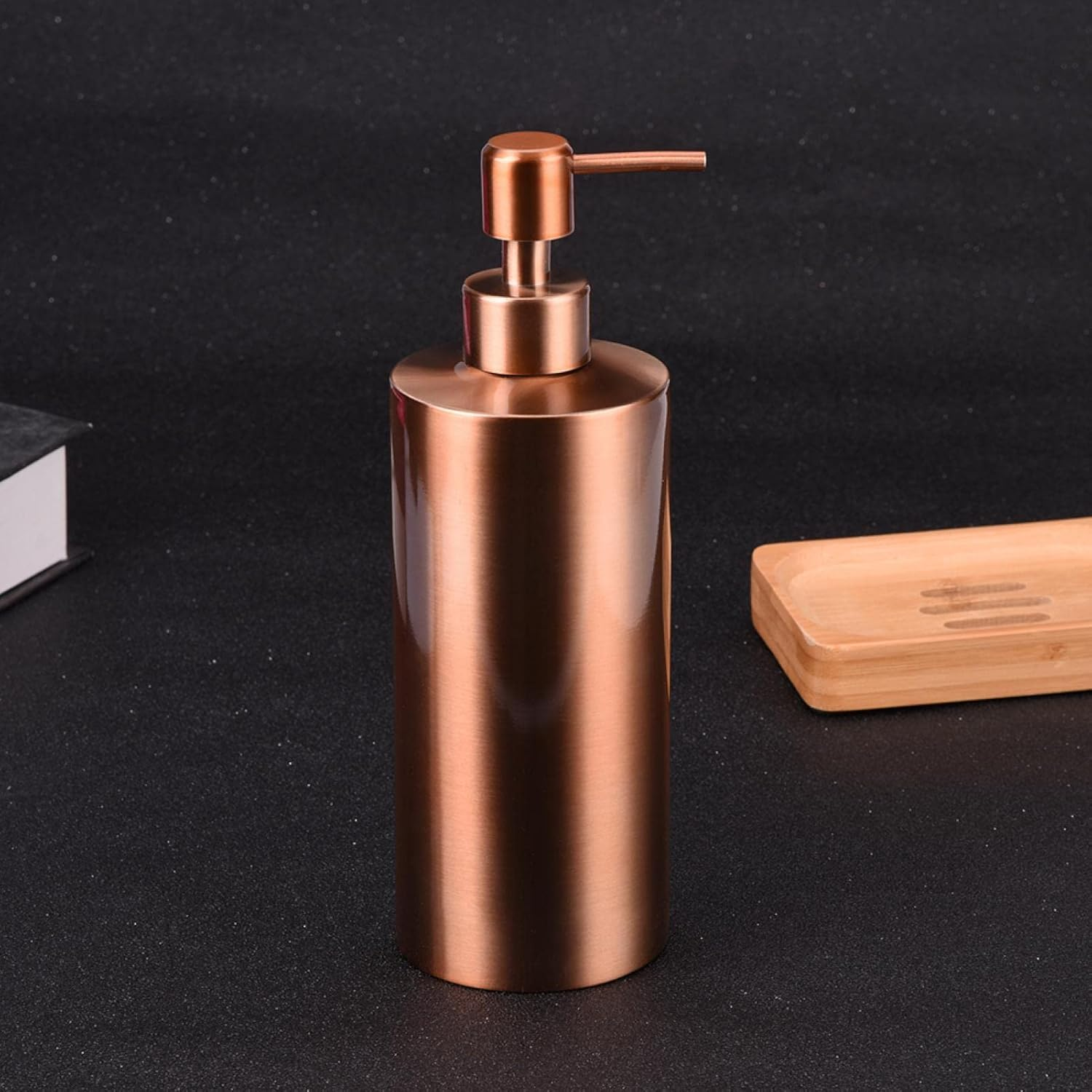 Stainless Steel Dispenser, Rose Gold Hand Pump Liquid Dispenser Lotion Detergent Bottle Kitchen Bathroom Countertop(550Ml) image number 5
