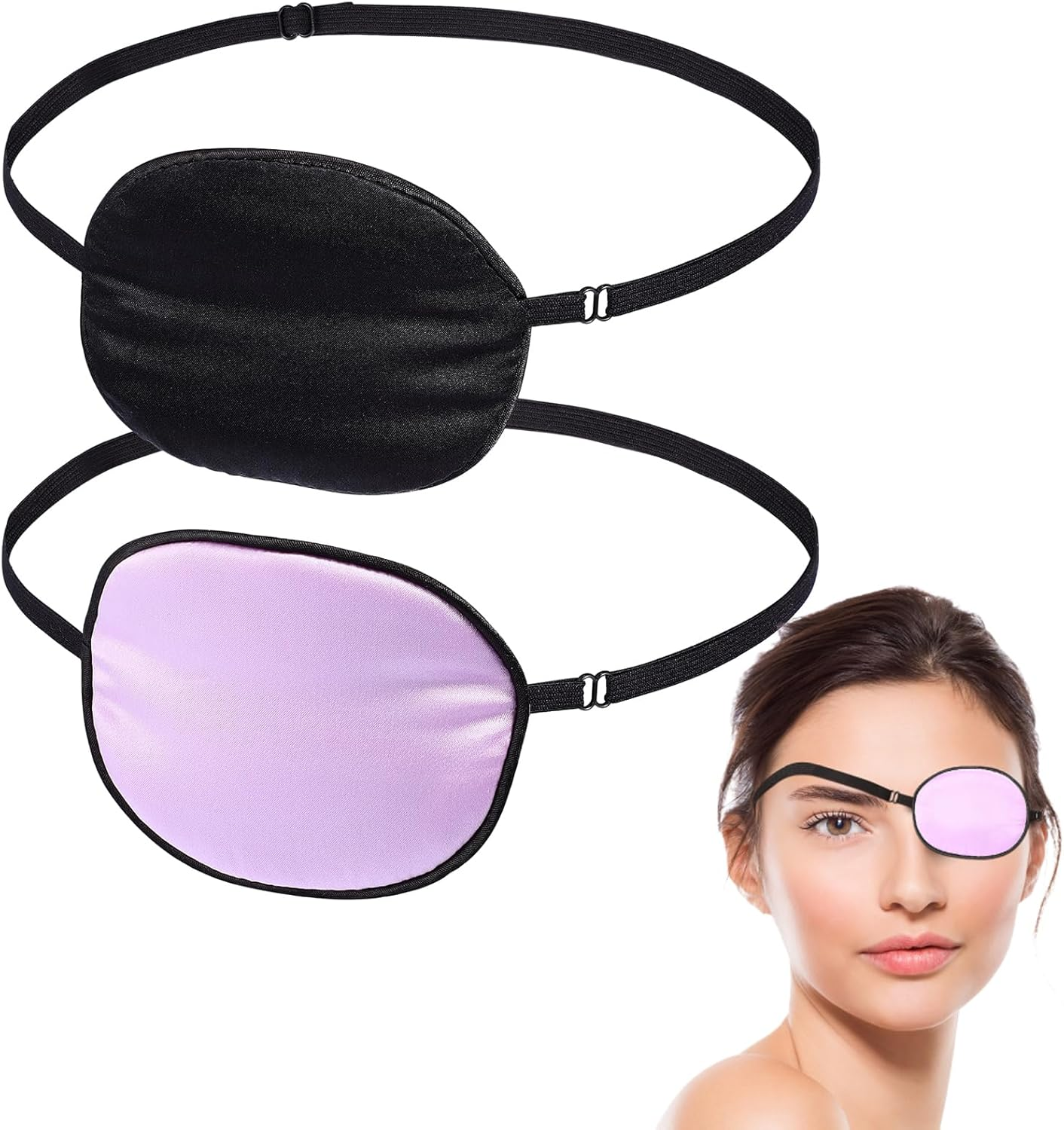 ROSENICE Eye Patch 2 Pieces Silk Elastic Eye Patches Lazy Eye Patches for Adults Lazy Eye Amblyopia Strabismus image number 3
