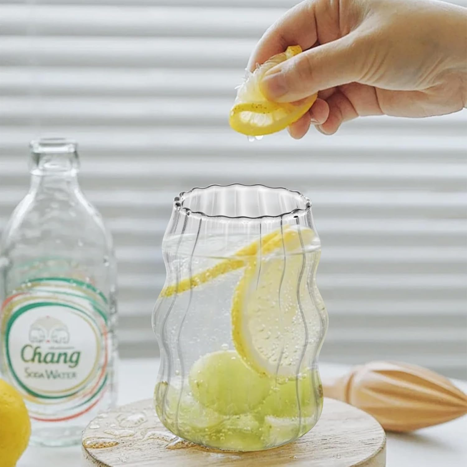 Glass Tumbler with Glass Straw, Iced Coffee Cups Reusable, Can Be Used as Beer Mugs, Milk Mug, Cocktail Cup, Retro Cloud Mug,Coffee Mug,Clear Drinking Cup Set image number 2