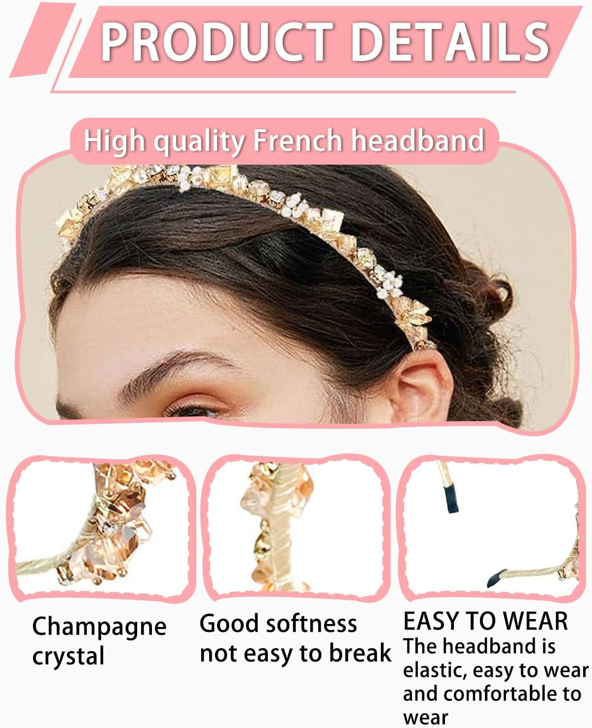 IPNSDON 1 X Women Rhinestone Headband, Bridal Headband, Retro Crystal Headband, Sequin and Pearl Headband for Parties, Weddings and Dates