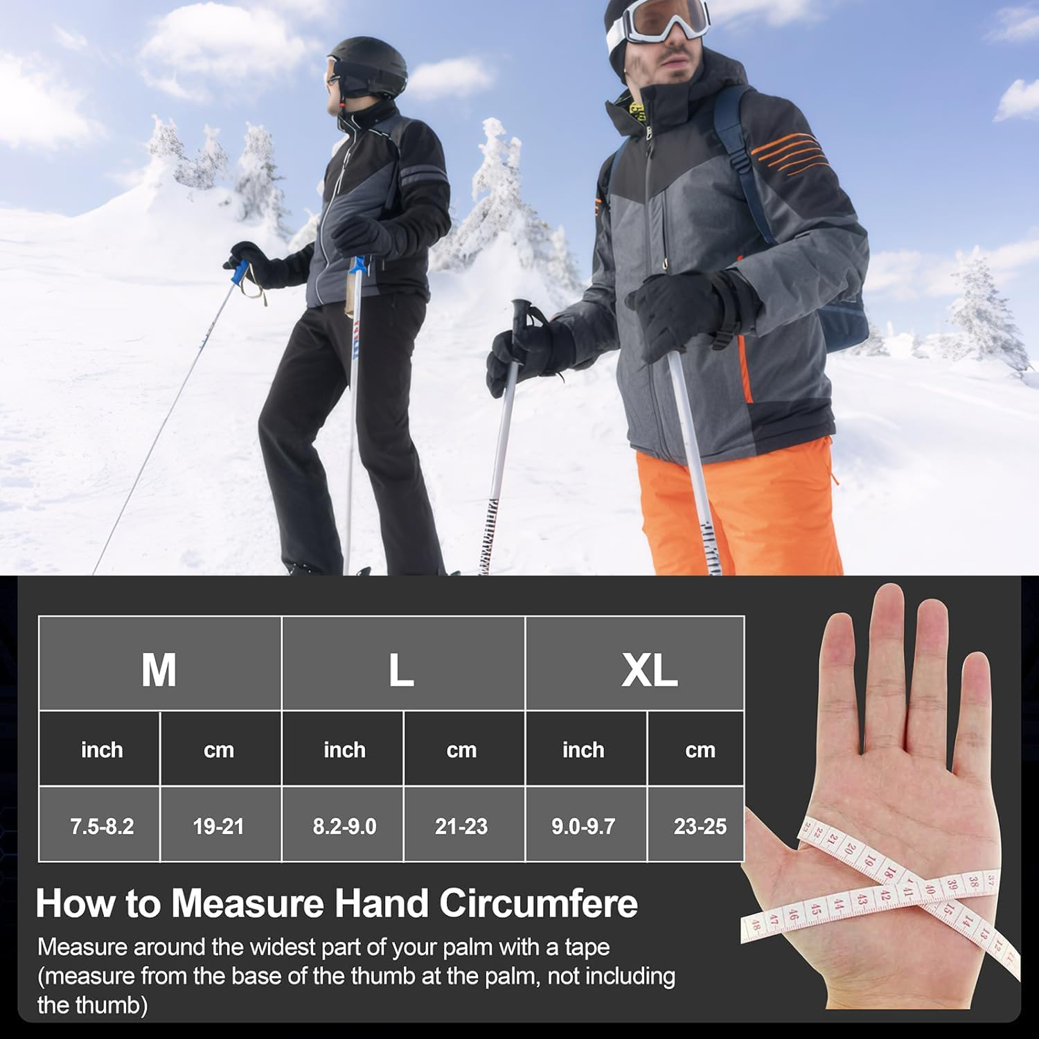 Winter Gloves Cycling Gloves with Touch Screen Fingers for Men Warm,H HOME-MART -20℉ Windproof Waterproof Ski Women Running Gloves with Touchscreen Thermal Lining Anti-Slip for Motorcycle Snowboarding image number 2